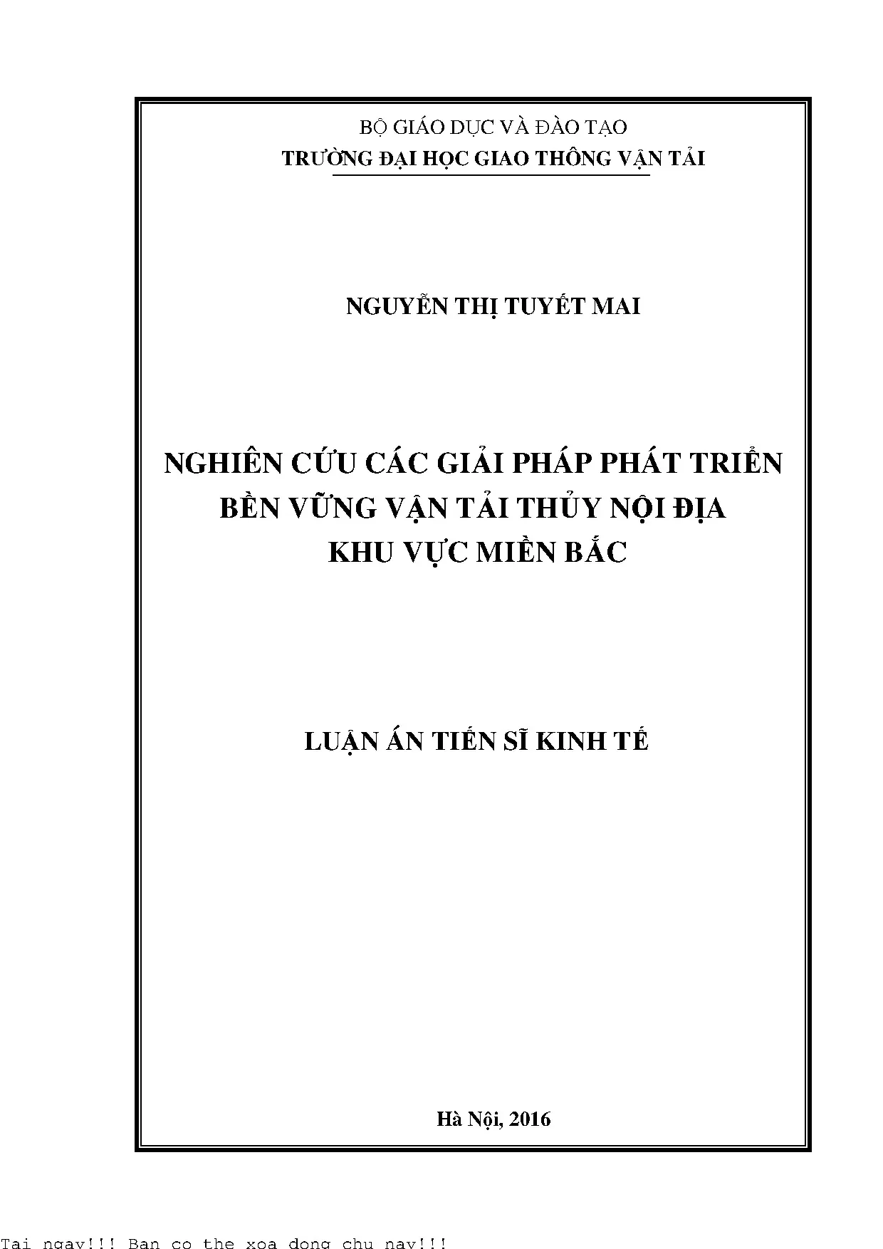 Nghiên cứu các giải pháp phát triển bền vững vận tải thủy nộ