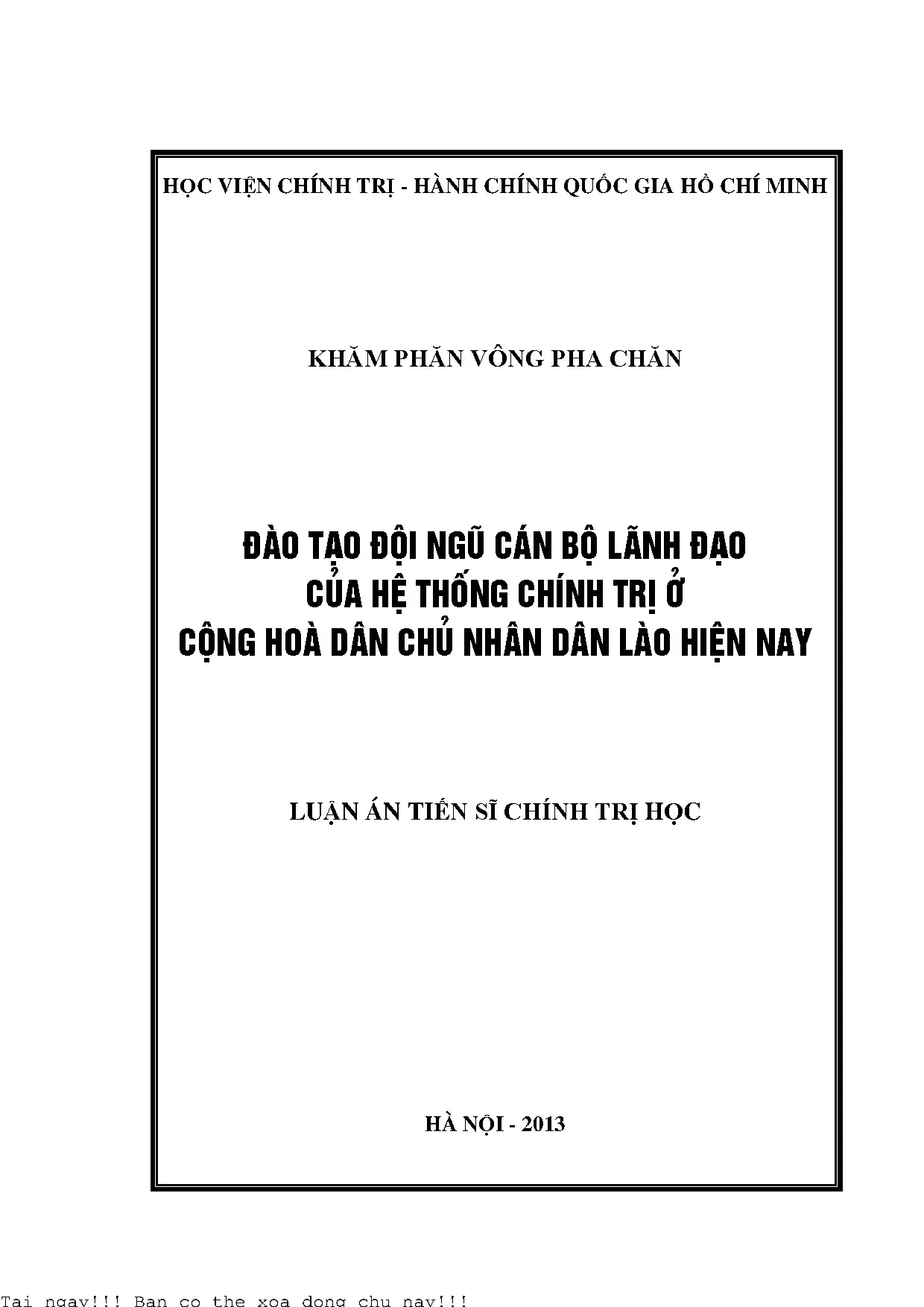 Đào tạo đội ngũ cán bộ lãnh đạo của hệ thống chính trị ở cộn