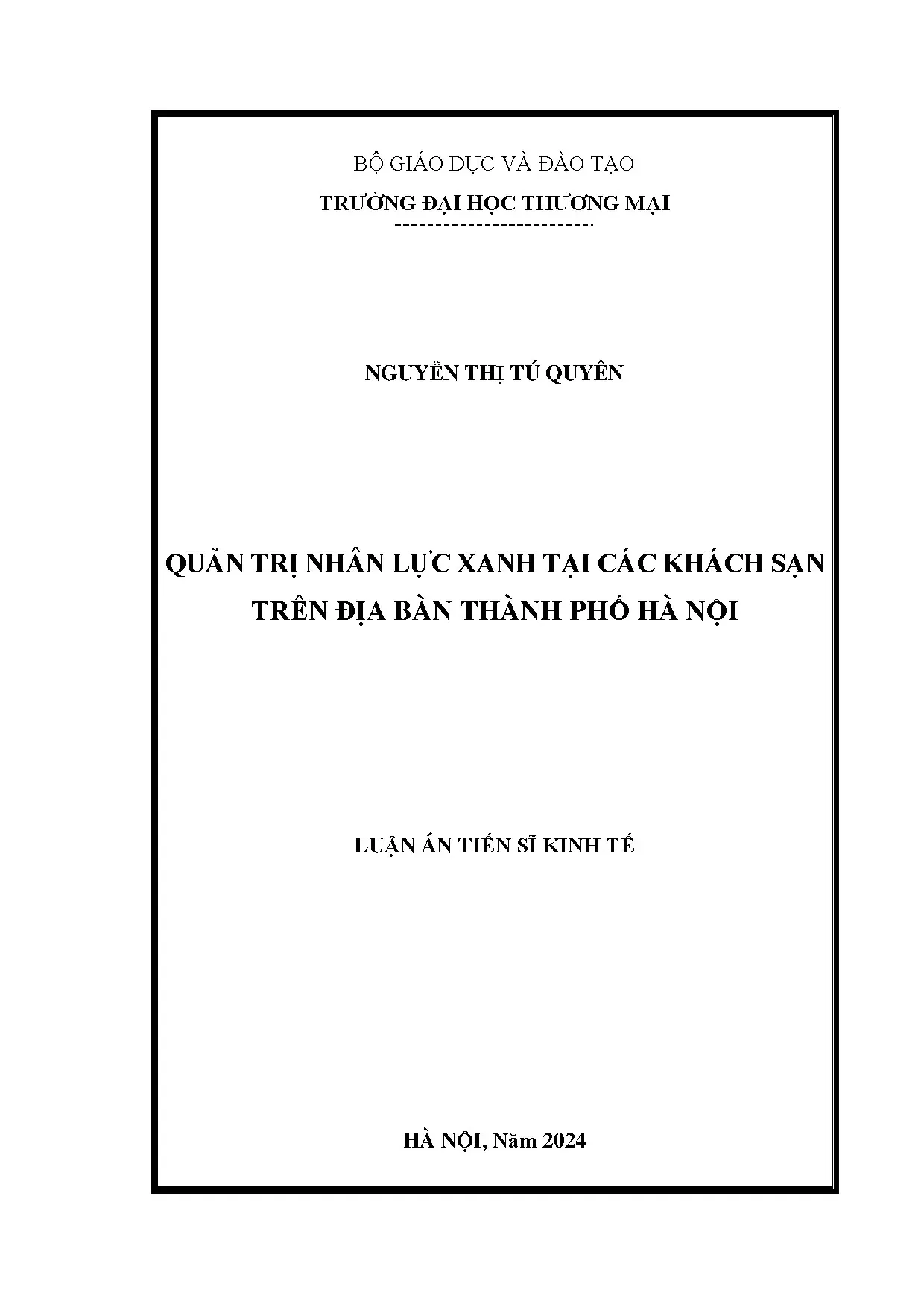 Quản trị Nhân lực Xanh tại Khách sạn Hà Nội