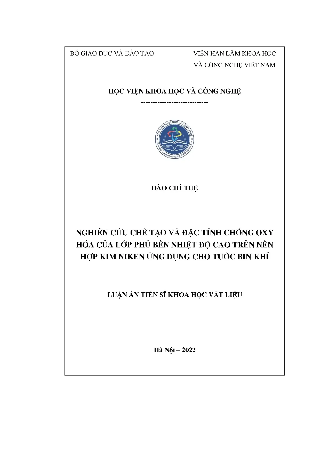 Chế tạo lớp phủ bền nhiệt độ cao hợp kim niken cho tuốc bin khí