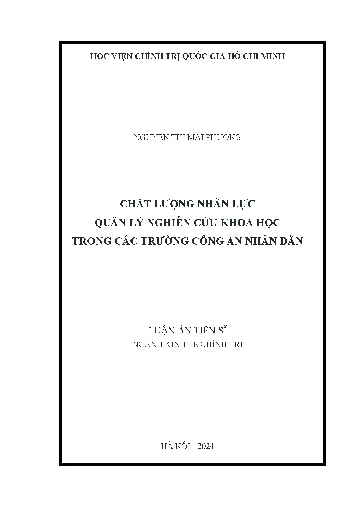 Chất lượng nhân lực quản lý nghiên cứu khoa học trong CAND