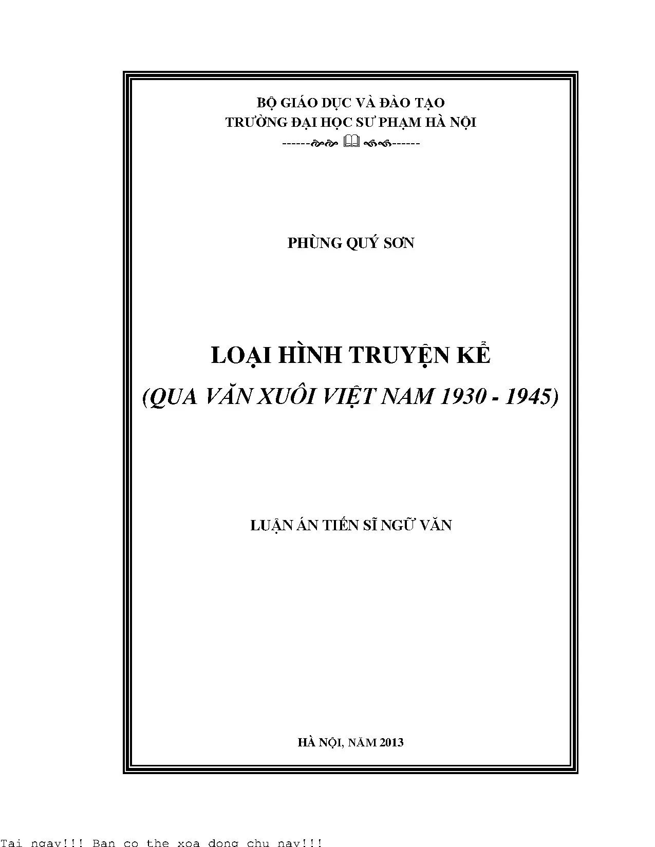 Loại hình truyện kể qua văn xuôi Việt Nam 1930-1945