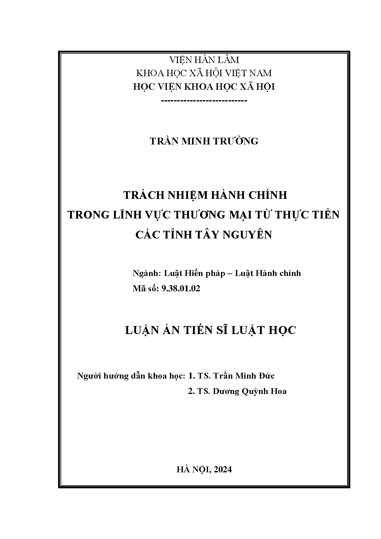 Trách nhiệm hành chính thương mại Tây Nguyên: Luận án Tiến sĩ Luật