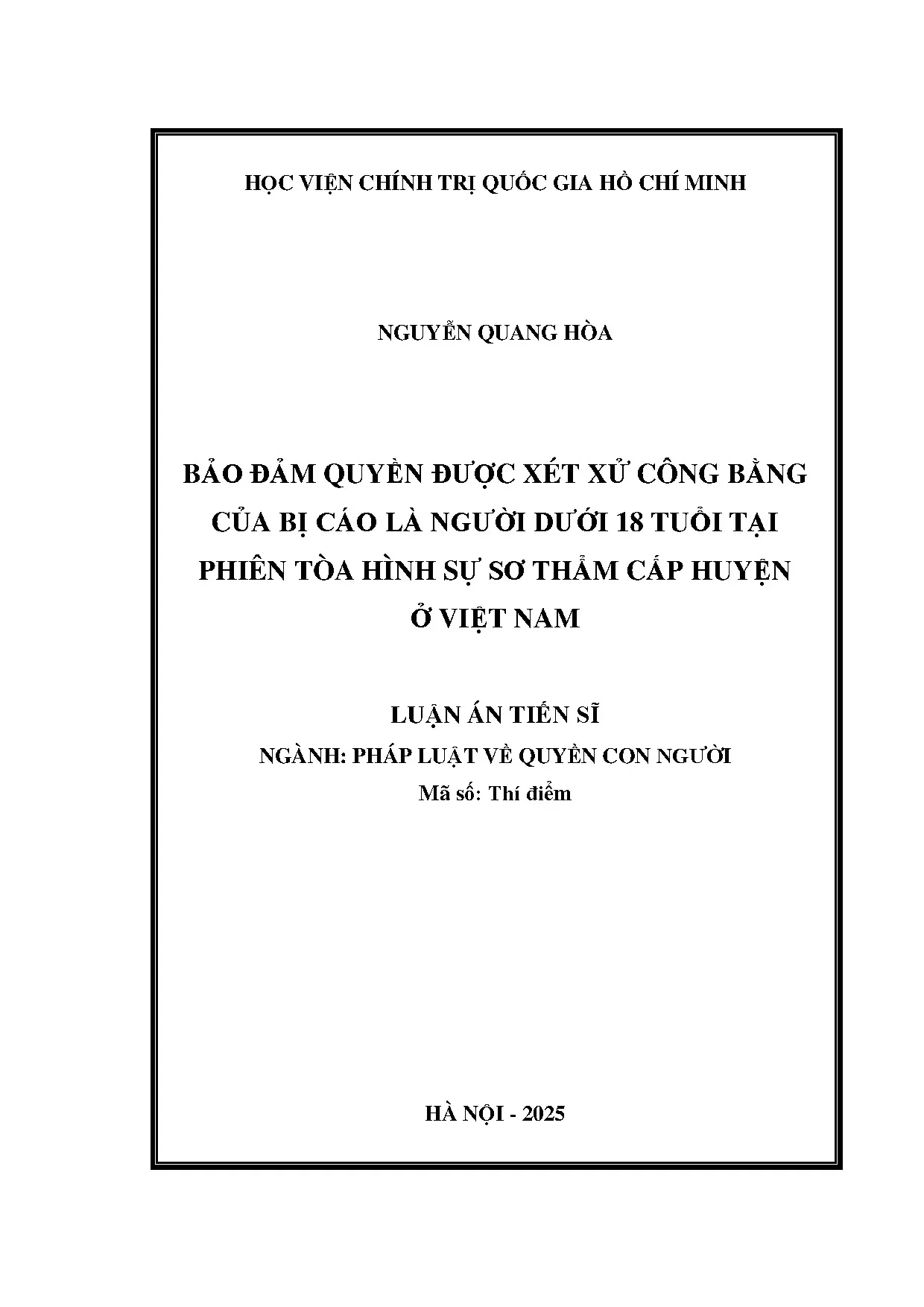 Bảo đảm quyền xét xử công bằng cho bị cáo dưới 18 tuổi ở Việt Nam