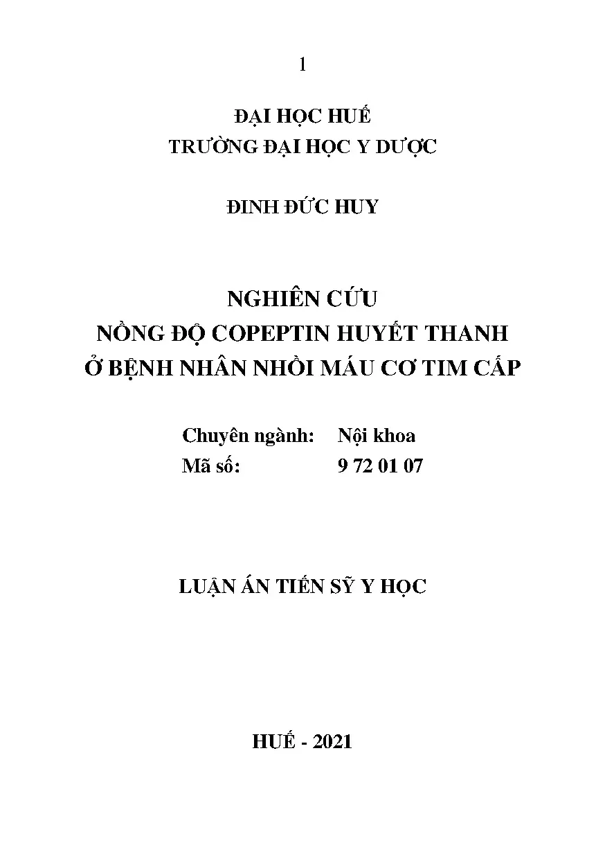 Nồng độ Copeptin huyết thanh trong nhồi máu cơ tim cấp