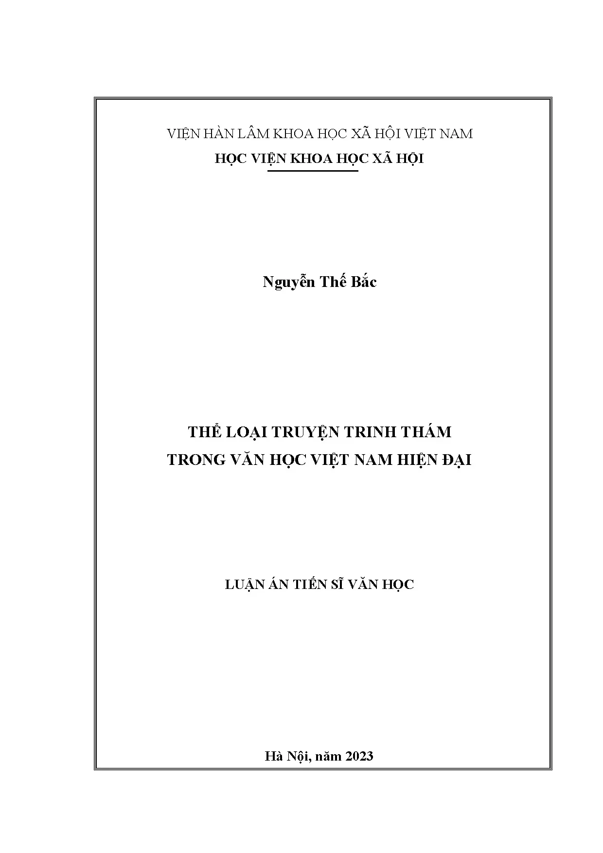 Luận án tiến sĩ thể loại truyện trinh thám trong văn học việ