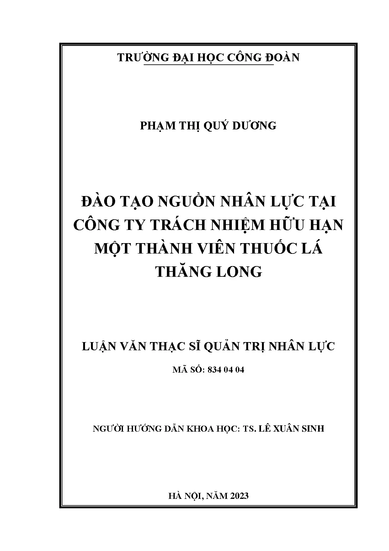 Đào tạo nguồn nhân lực hiệu quả tại Công ty Thuốc lá Thăng Long