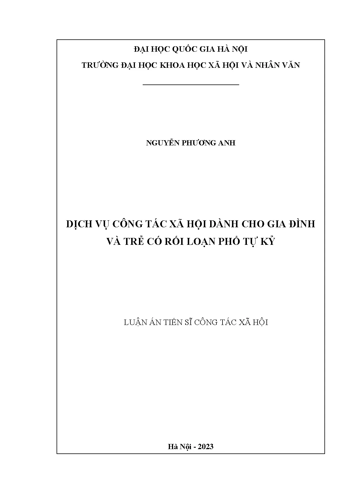 Dịch vụ công tác xã hội hỗ trợ gia đình trẻ rối loạn phổ tự kỷ