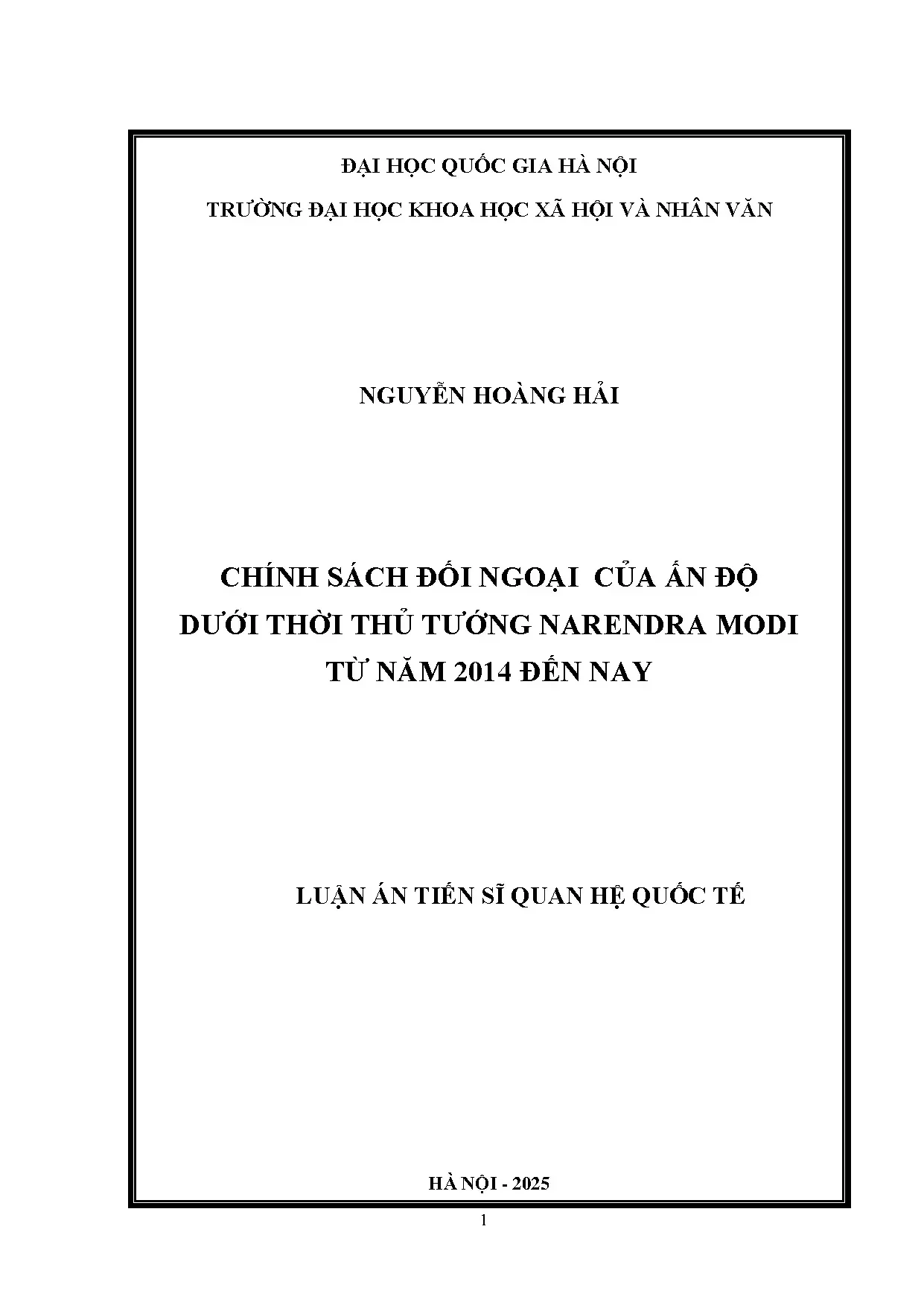 Chính sách đối ngoại Ấn Độ dưới thời Thủ tướng Modi (2014-Nay)