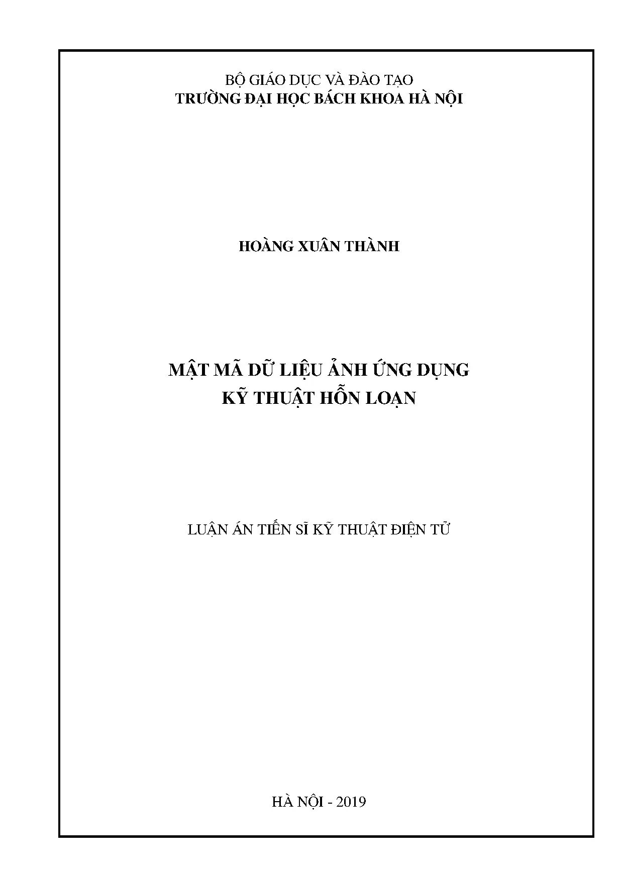 Mật mã dữ liệu ảnh ứng dụng kỹ thuật hỗn loạn