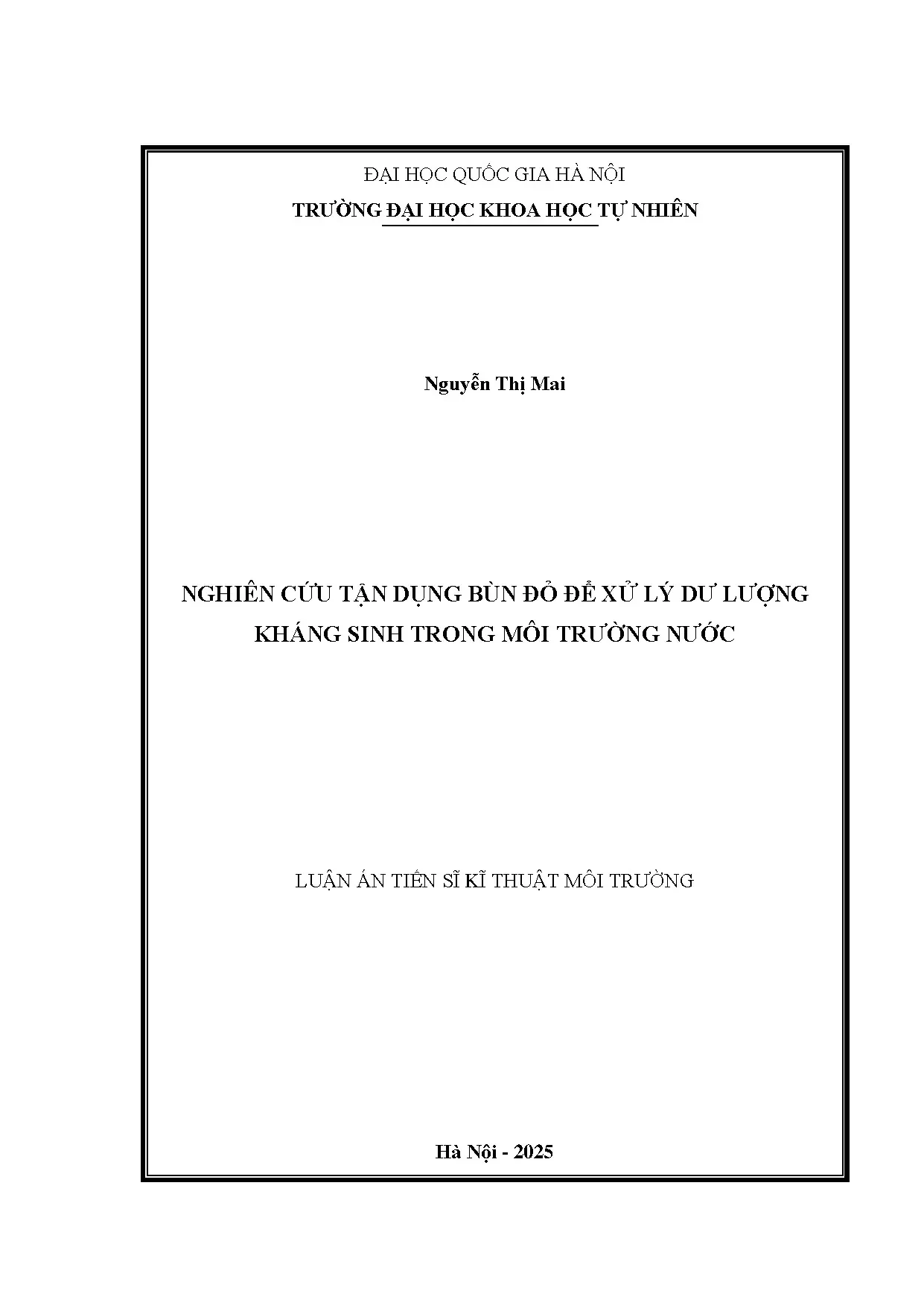 Nghiên cứu tận dụng bùn đỏ xử lý kháng sinh môi trường nước