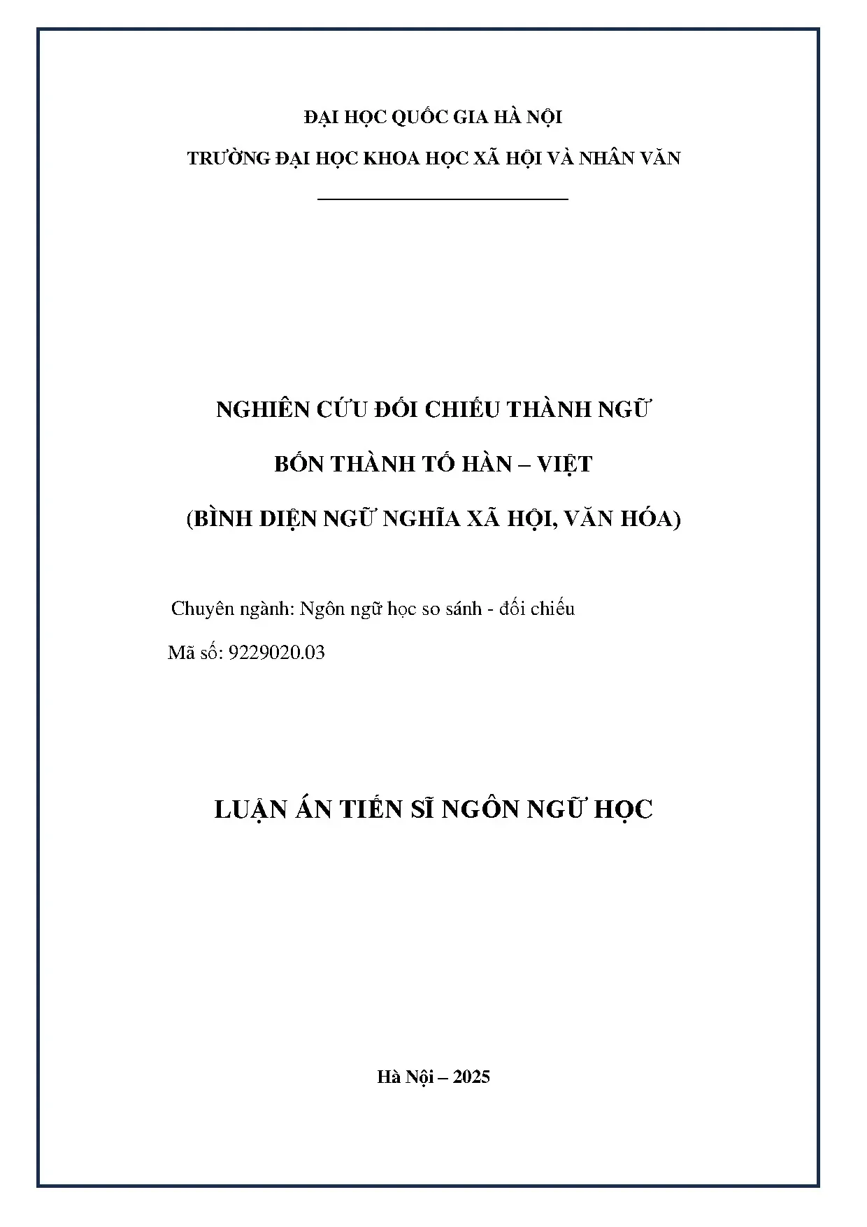 Thành ngữ 4 thành tố Hàn - Việt: Ngữ nghĩa xã hội, văn hóa