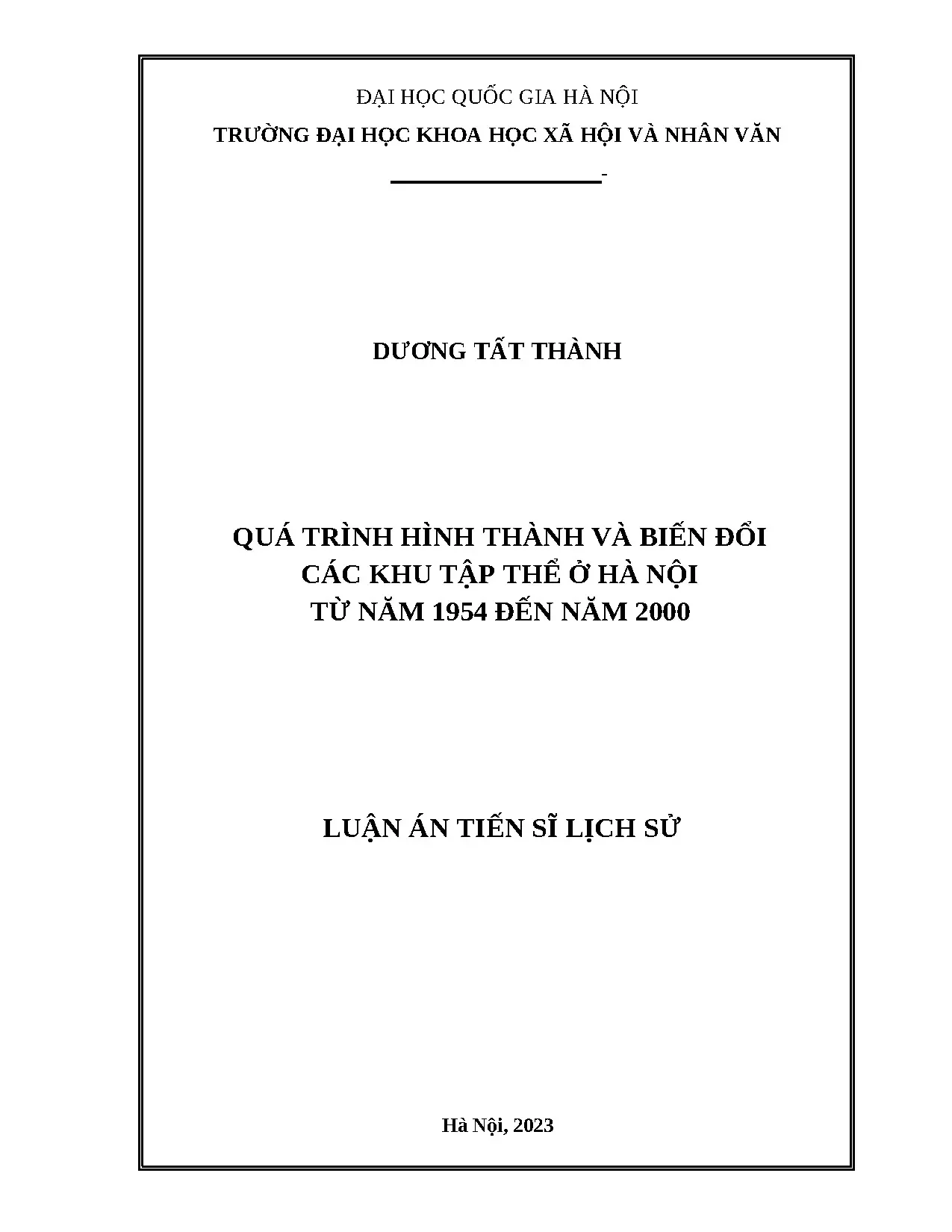Quá trình hình thành và biến đổi khu tập thể Hà Nội
