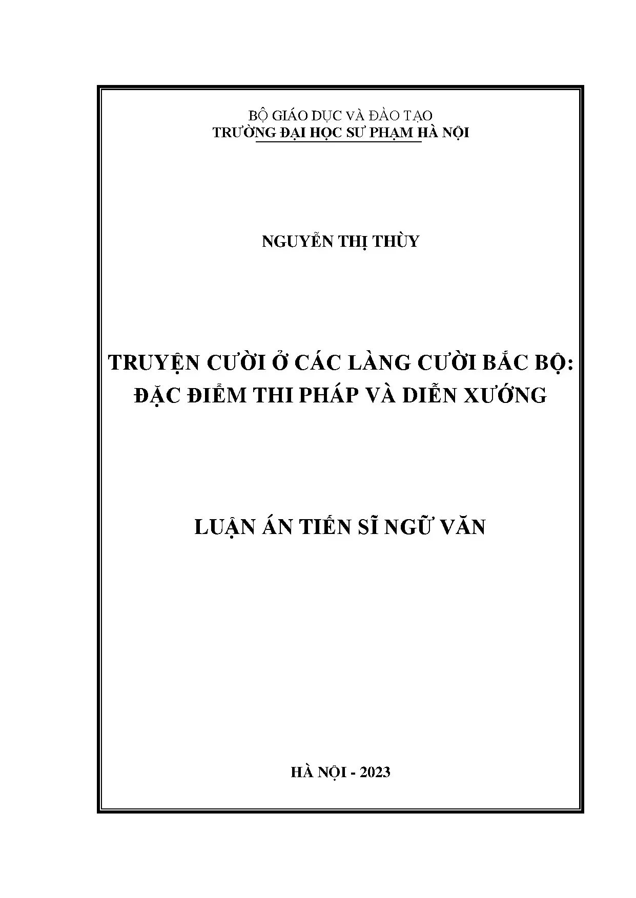 Đặc điểm thi pháp và diễn xướng truyện cười ở các làng cười Bắc Bộ