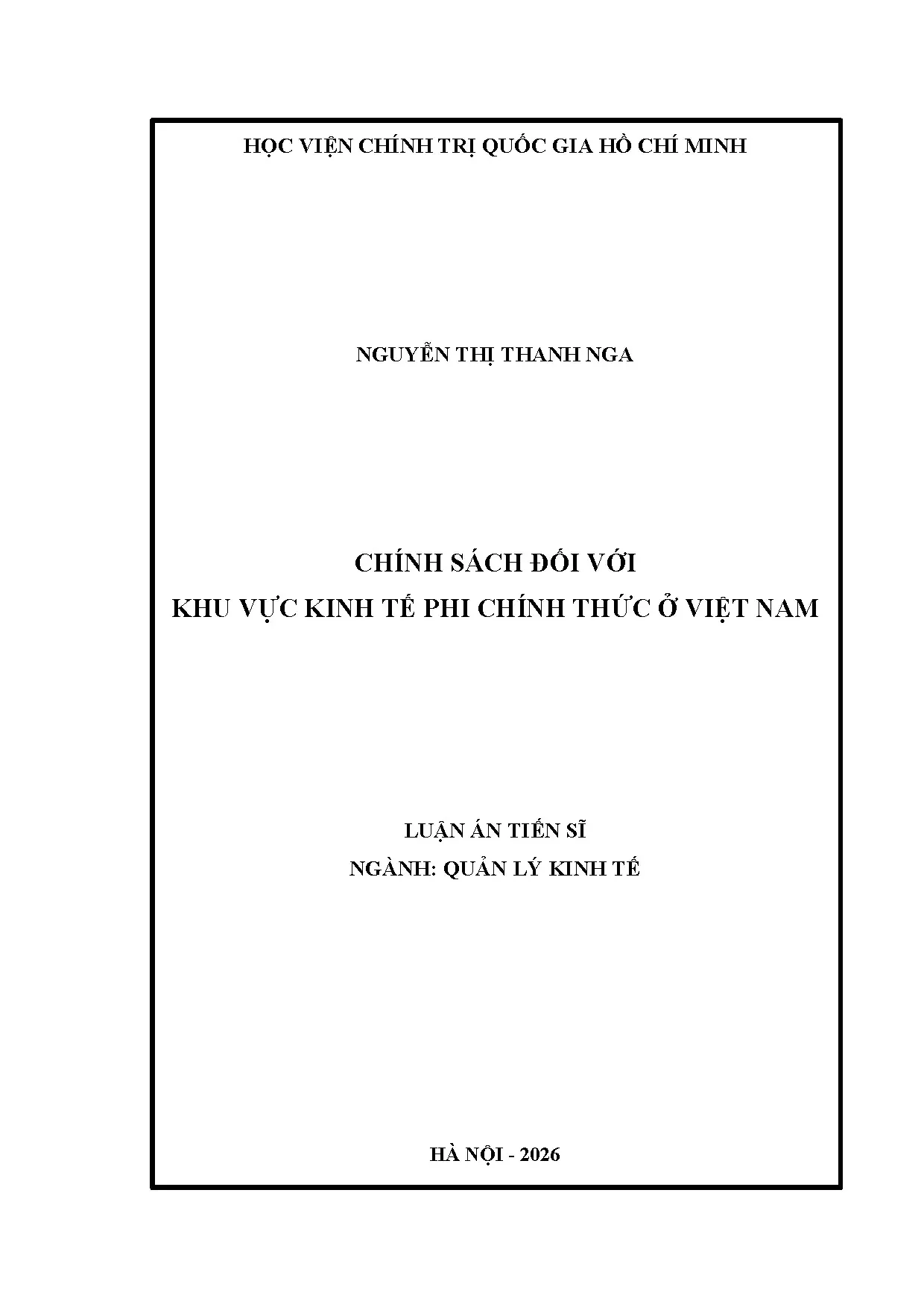 Chính sách đối với khu vực kinh tế phi chính thức ở Việt Nam