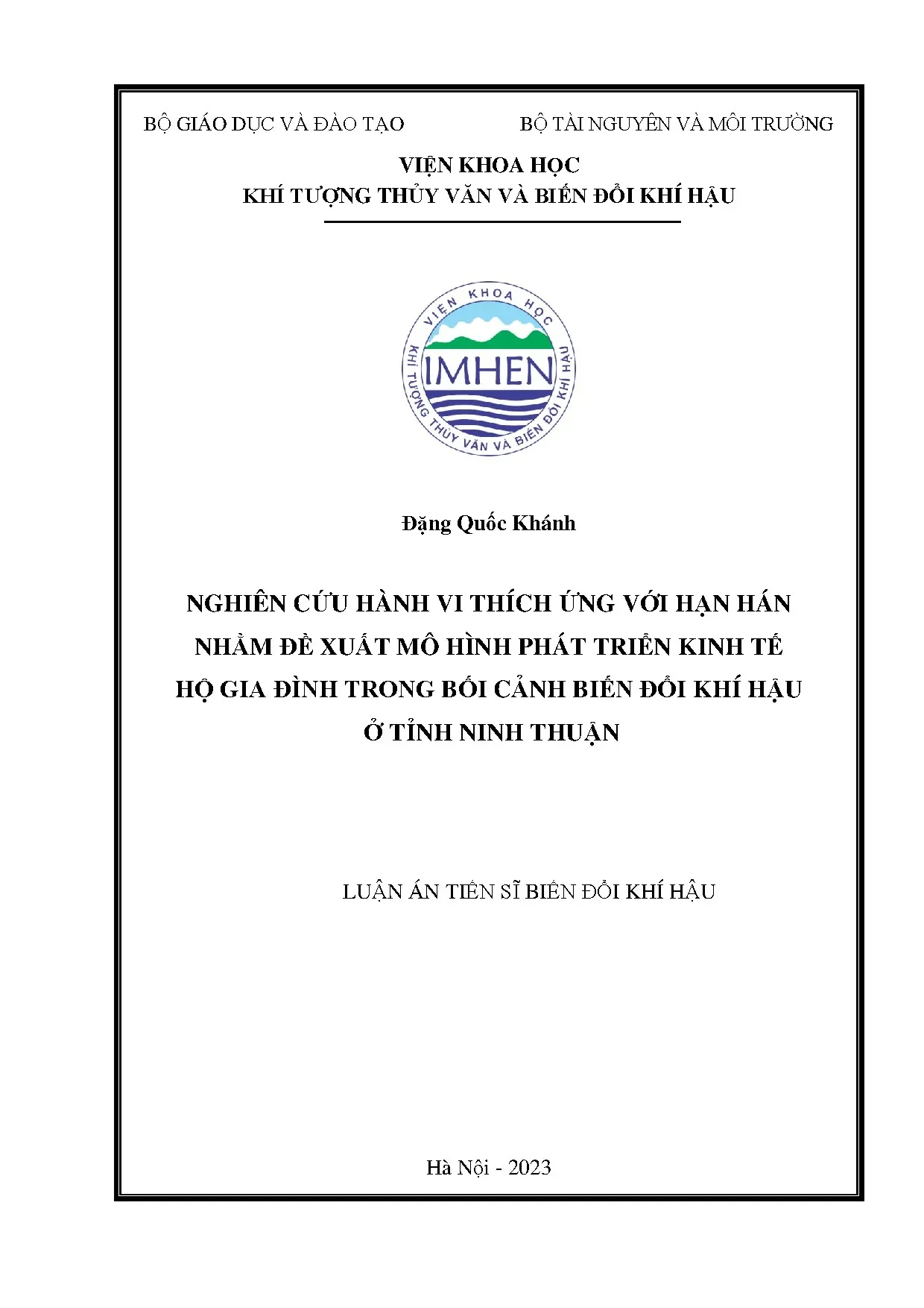 Thích ứng hạn hán & mô hình kinh tế hộ gia đình Ninh Thuận