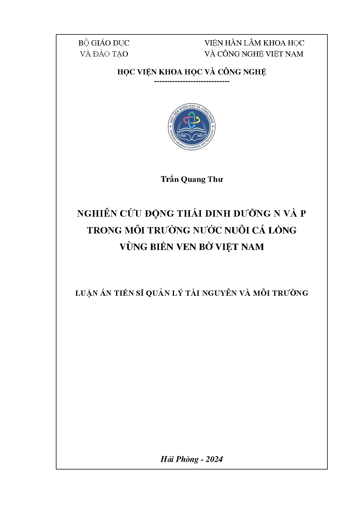 Nghiên cứu thay đổi dinh dưỡng N-P trong nuôi cá lồng biển Việt Nam