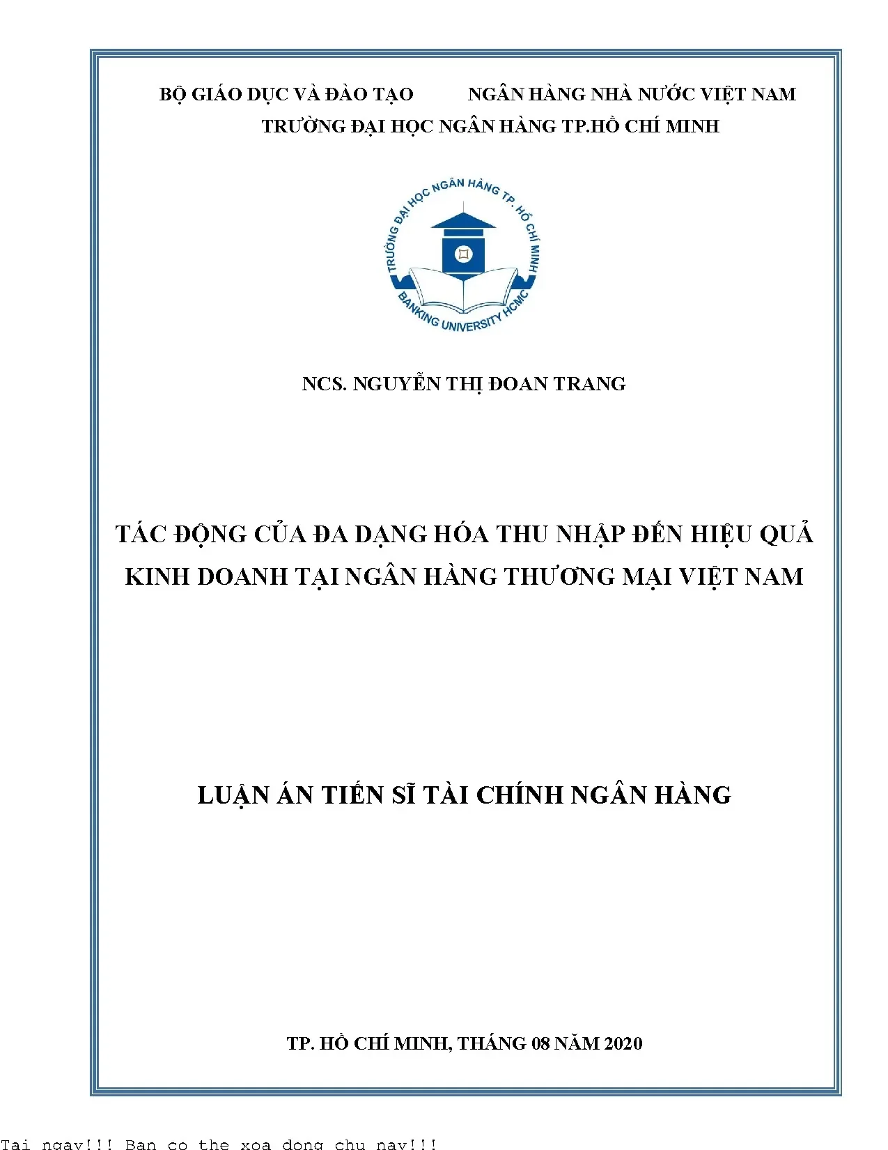 Đa dạng hóa thu nhập và hiệu quả kinh doanh tại ngân hàng Việt Nam