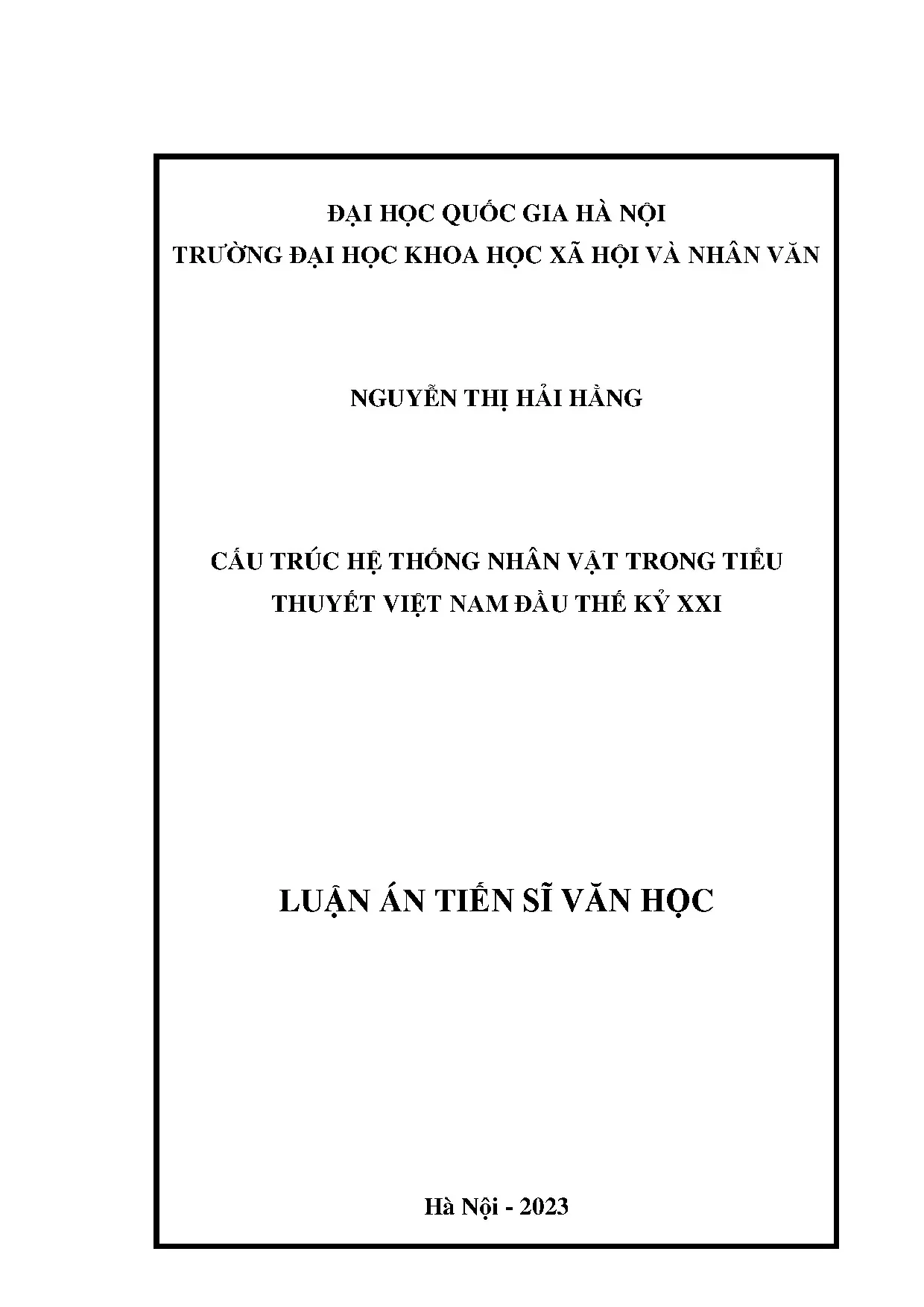 Cấu trúc hệ thống nhân vật tiểu thuyết Việt Nam đầu TK XXI