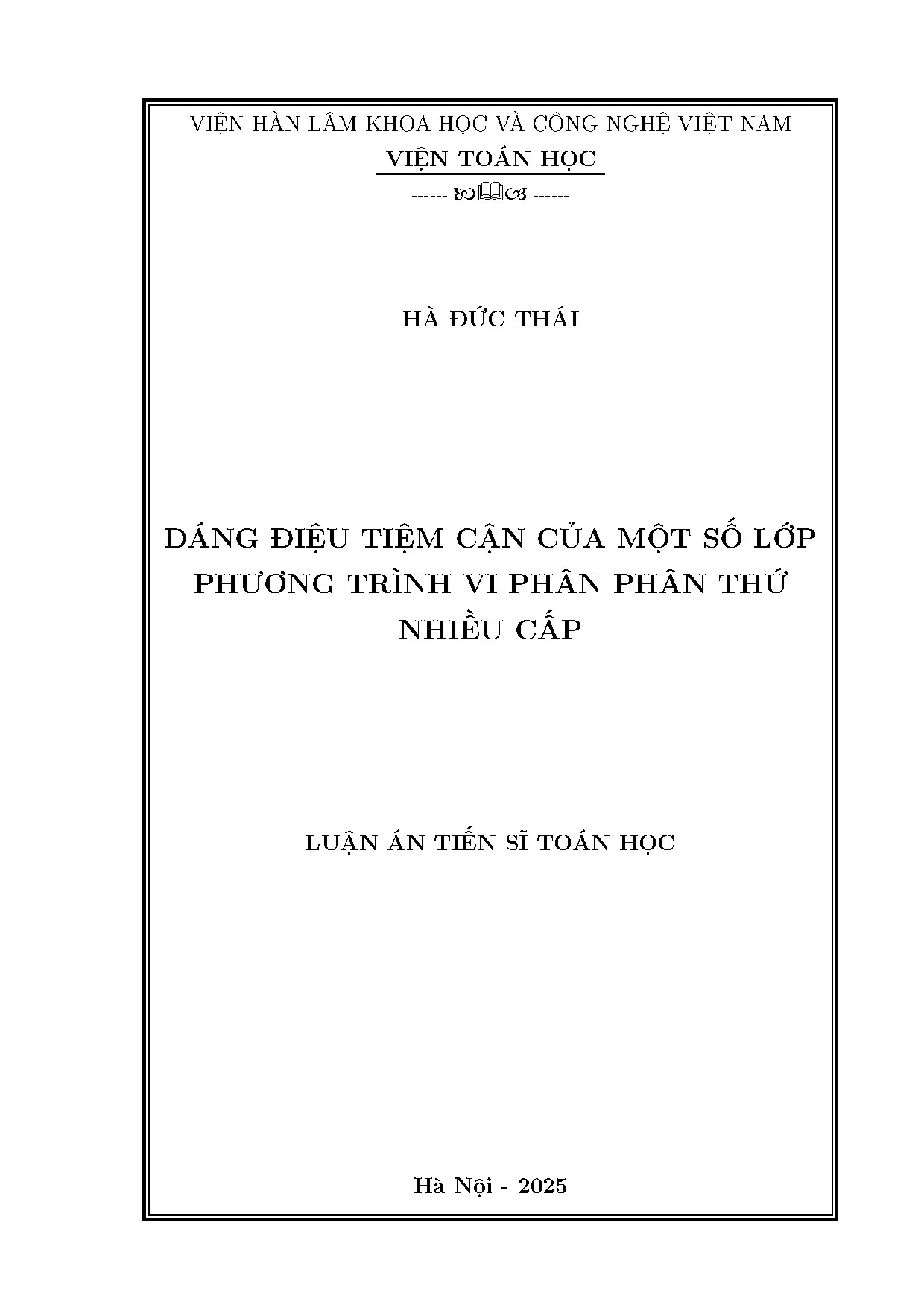 Nghiên cứu dáng điệu tiệm cận phương trình vi phân