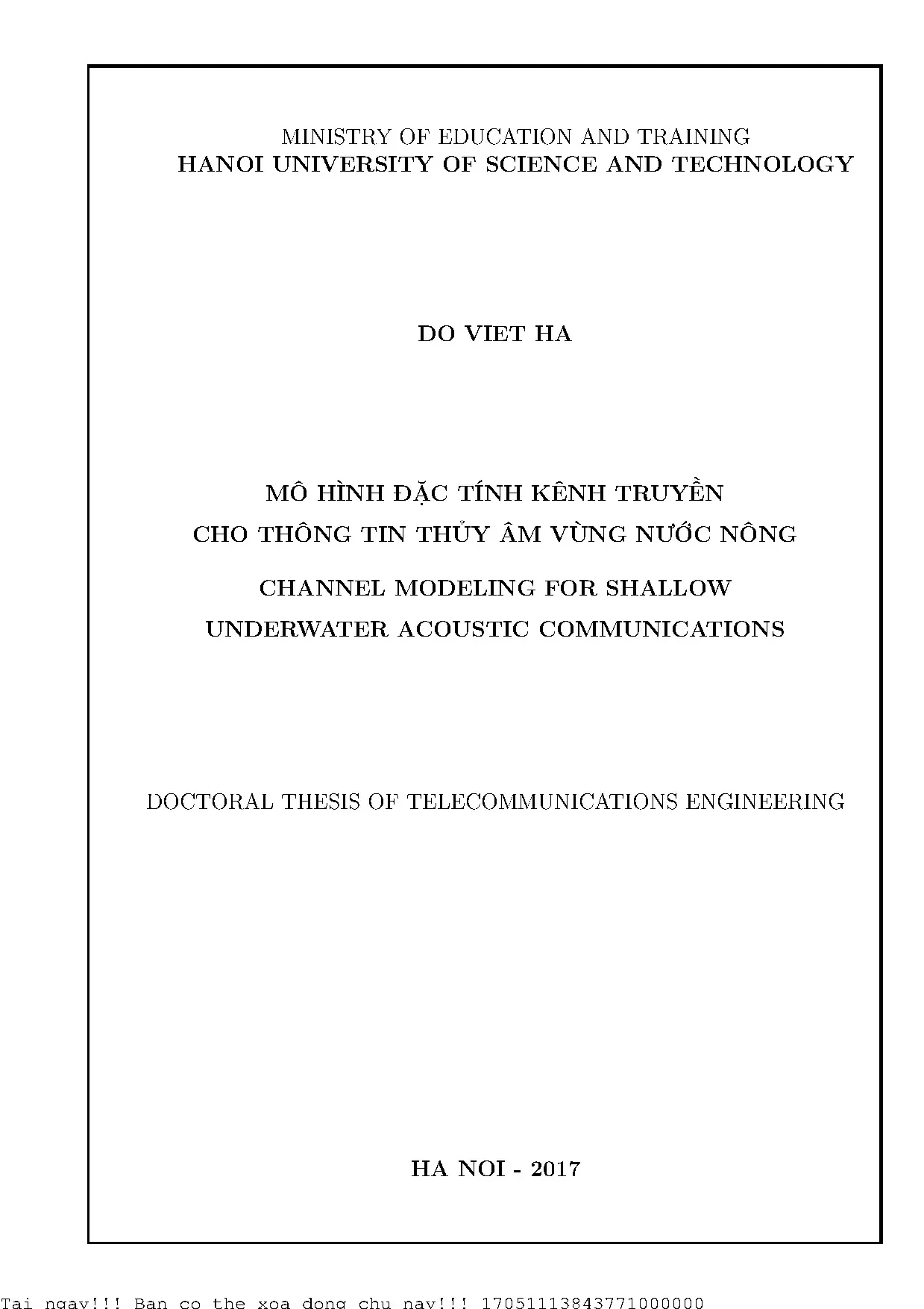 Mô hình đặc tính kênh truyền thông tin thủy âm vùng nước nông