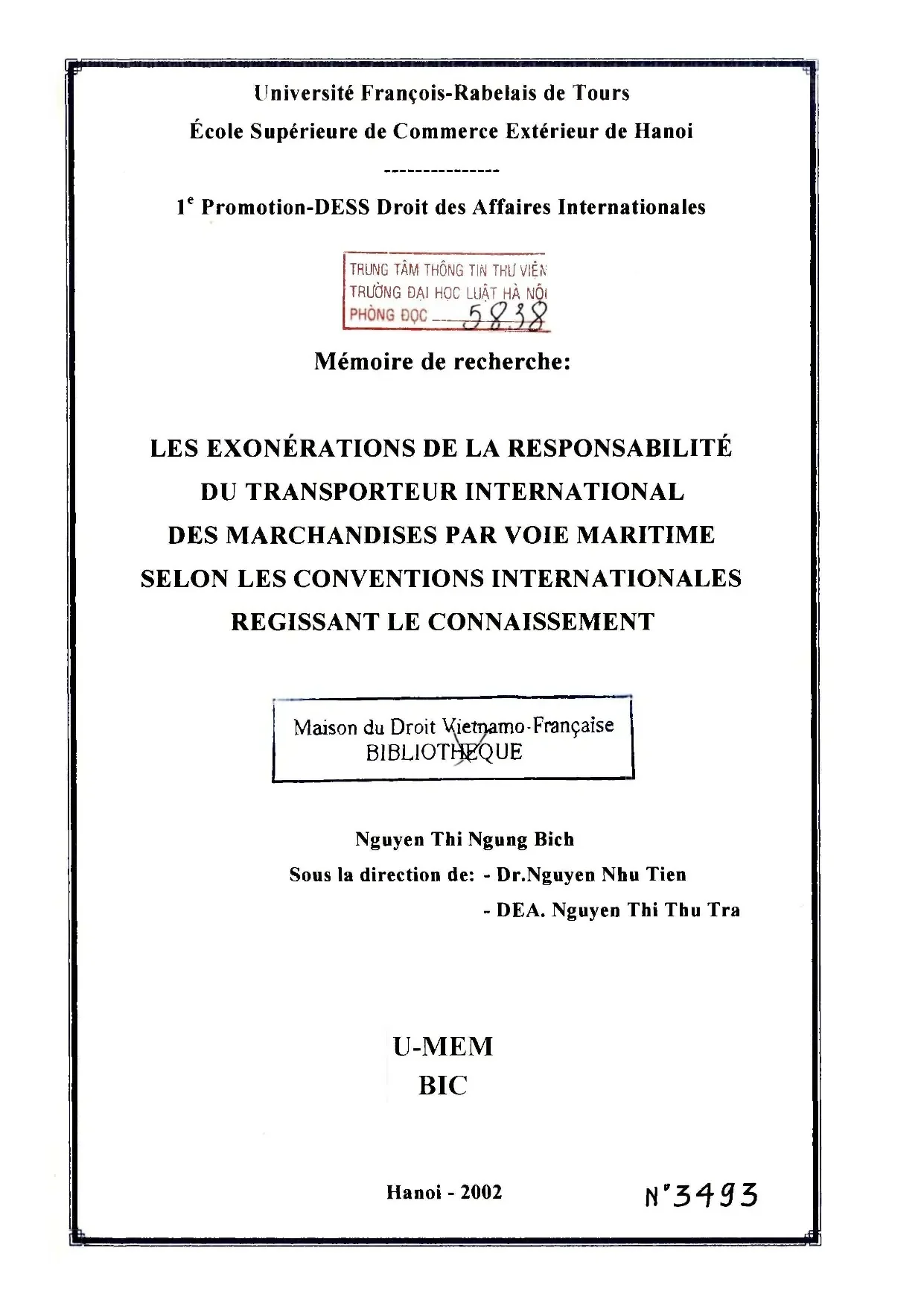 Luận án nghiên cứu les exonérations de la responsabilité du
