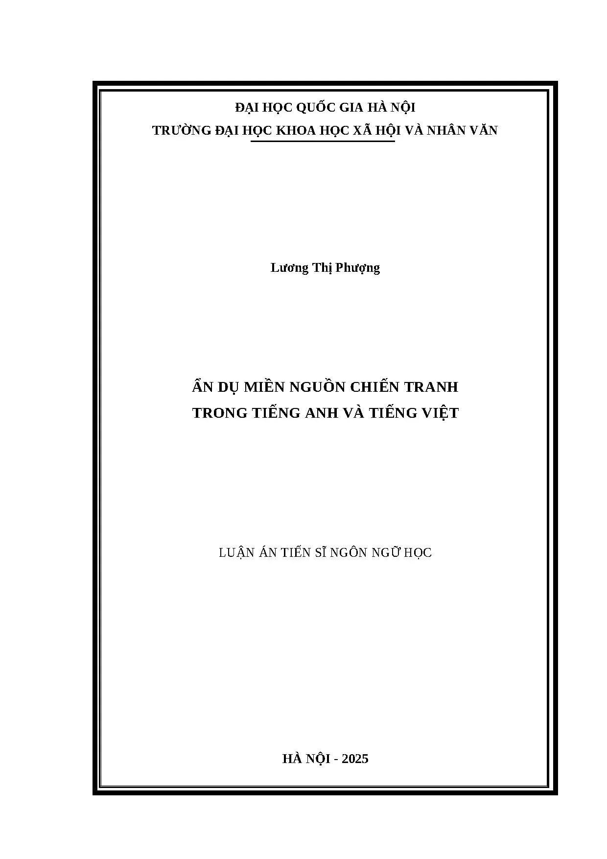 Nghiên cứu ẩn dụ miền nguồn chiến tranh trong tiếng Anh và tiếng Việt