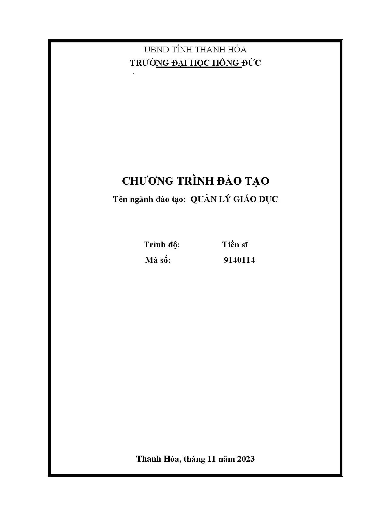 Chương trình tiến sĩ Quản lý giáo dục Hồng Đức