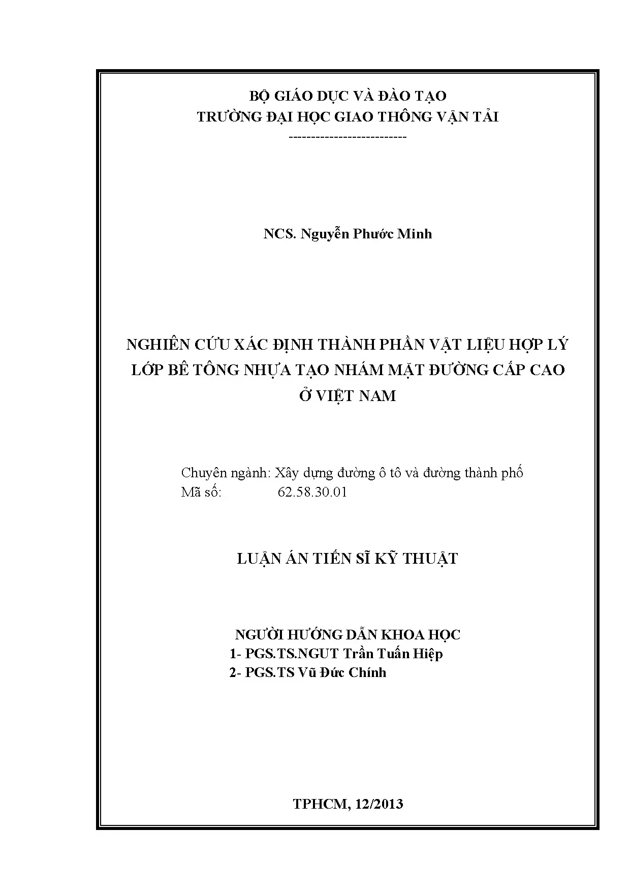 Nghiên cứu thành phần vật liệu bê tông nhựa tạo nhám mặt đường cấp cao