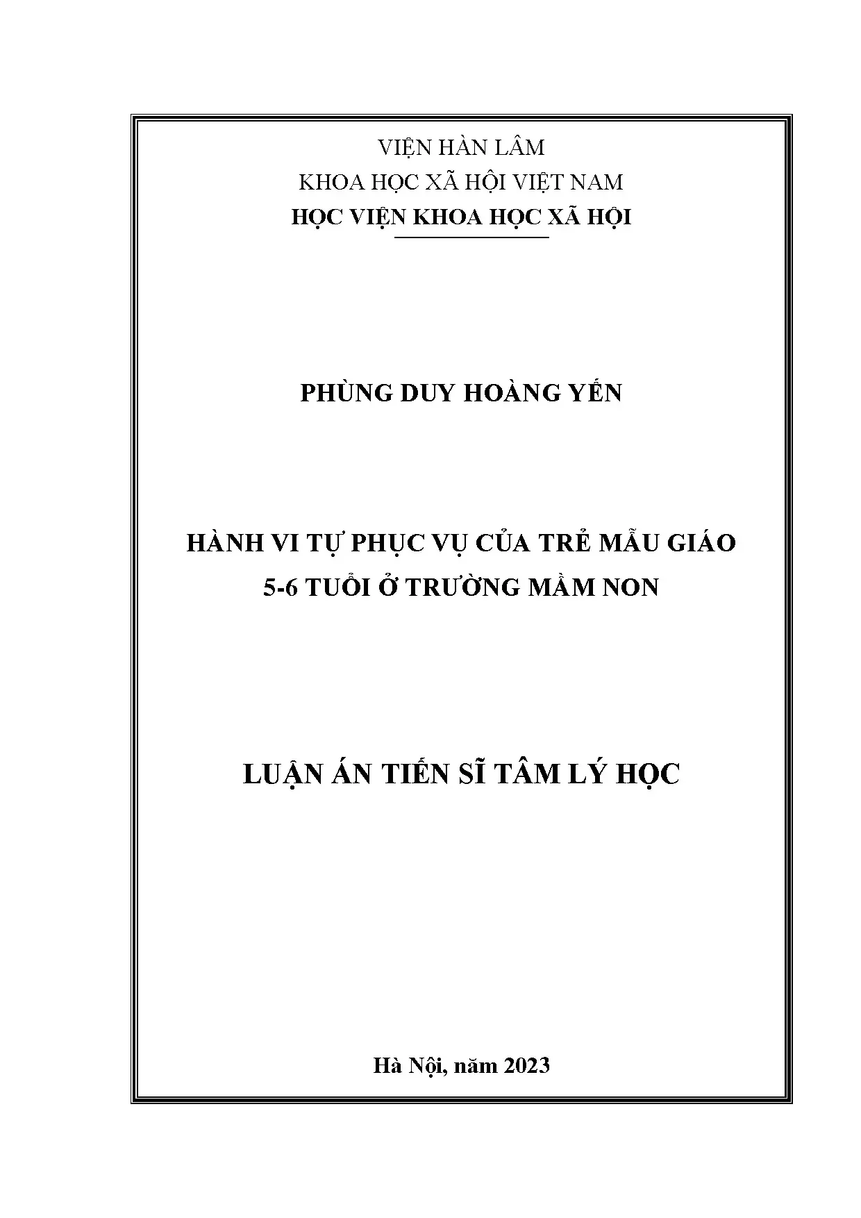 Luận án tiến sĩ hành vi tự phục vụ của trẻ mẫu giáo 5 6 tuổi