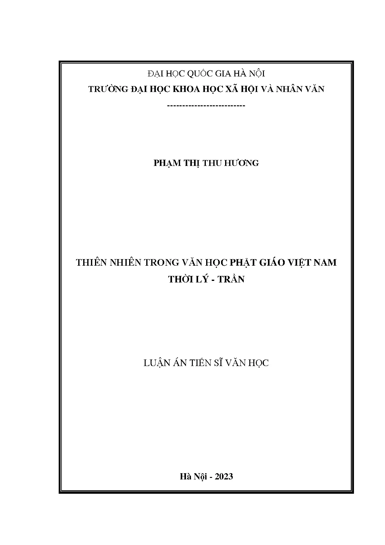 Thiên nhiên trong văn học Phật giáo Việt Nam