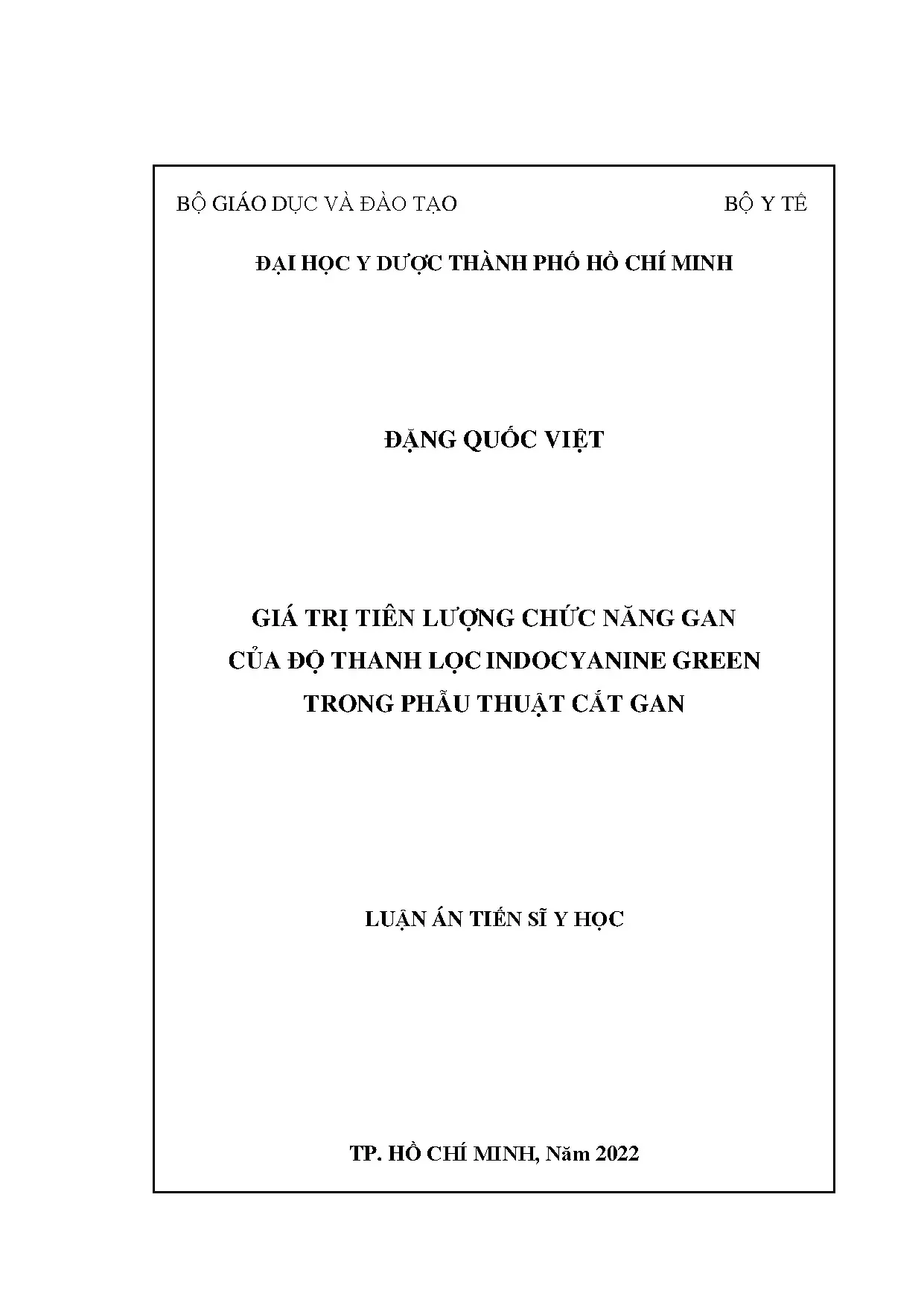 Luận án tiến sĩ giá trị tiên lượng chức năng gan của độ than