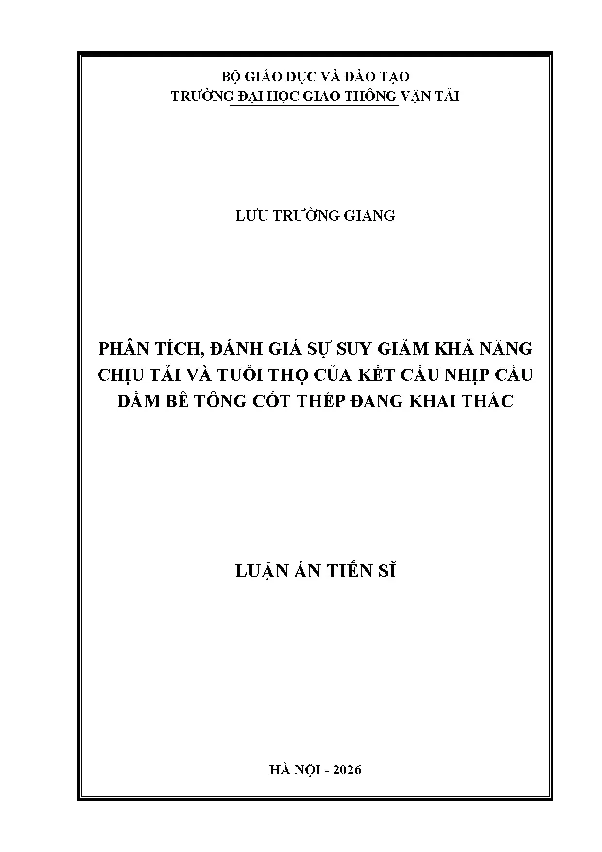 Phân tích suy giảm khả năng chịu tải và tuổi thọ cầu dầm BTCT