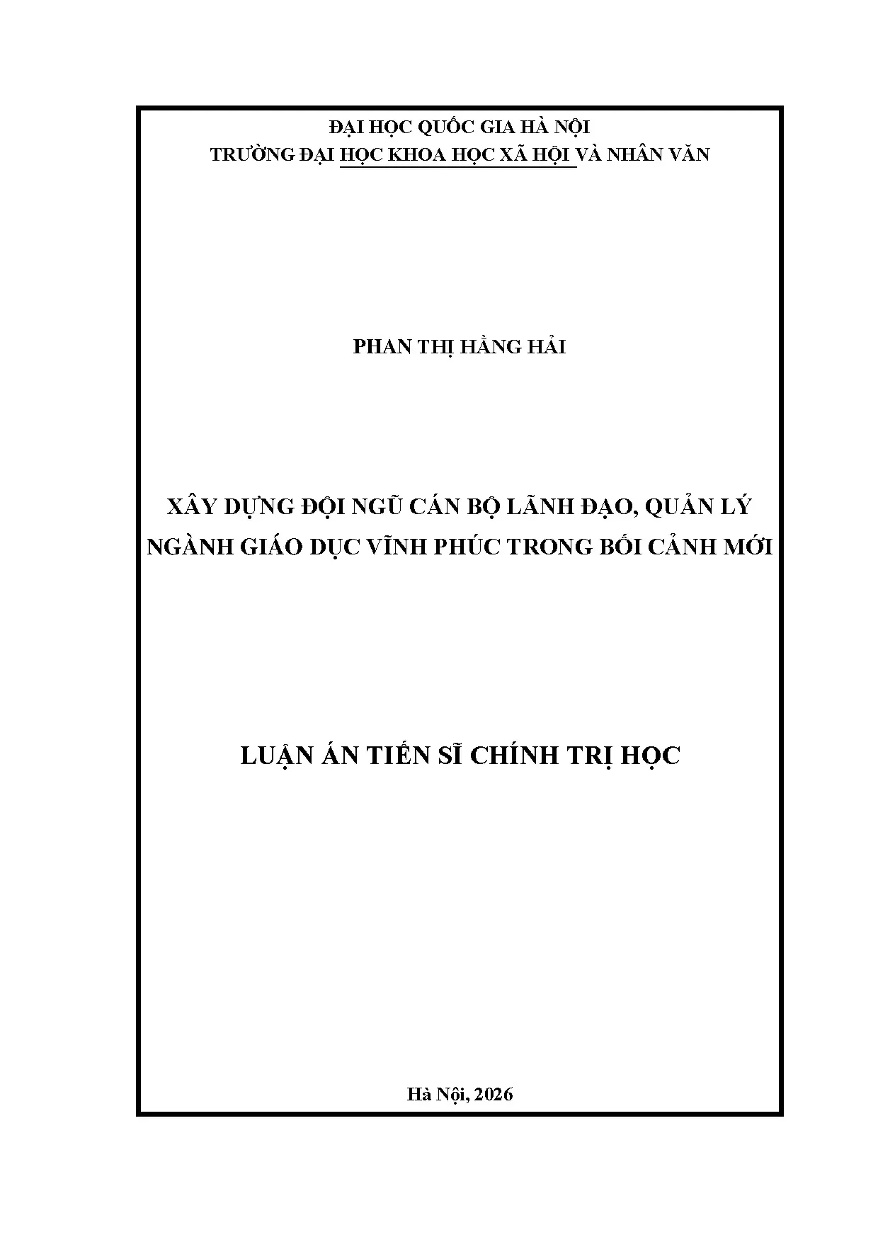 Xây dựng đội ngũ lãnh đạo ngành giáo dục Vĩnh Phúc