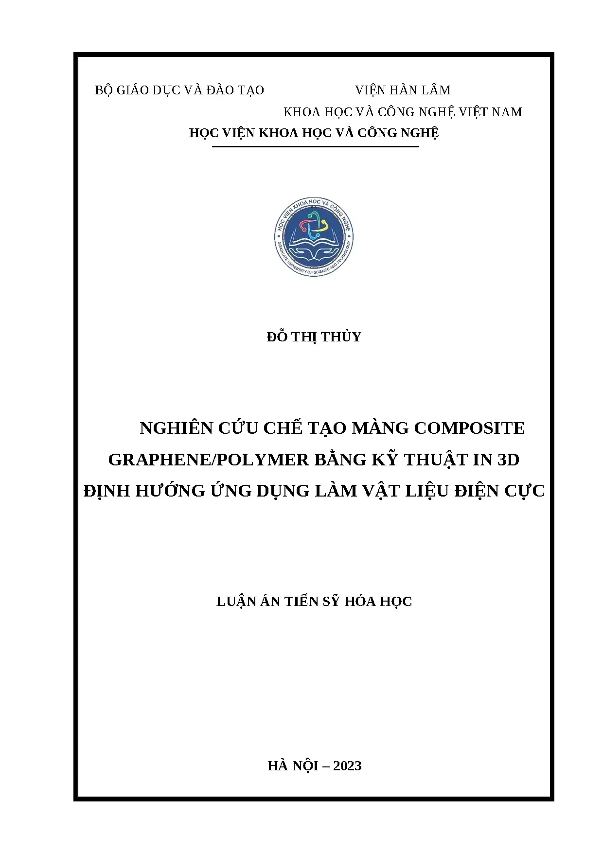 Chế tạo màng composite Graphene/Polymer bằng in 3D