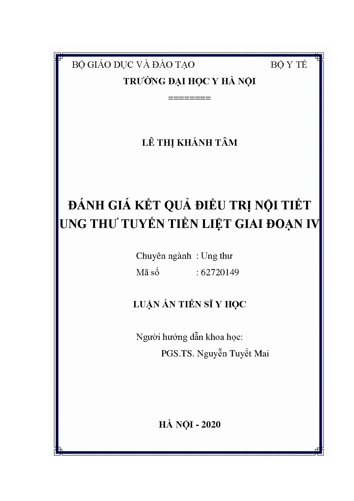 Đánh giá điều trị nội tiết ung thư tuyến tiền liệt giai đoạn IV