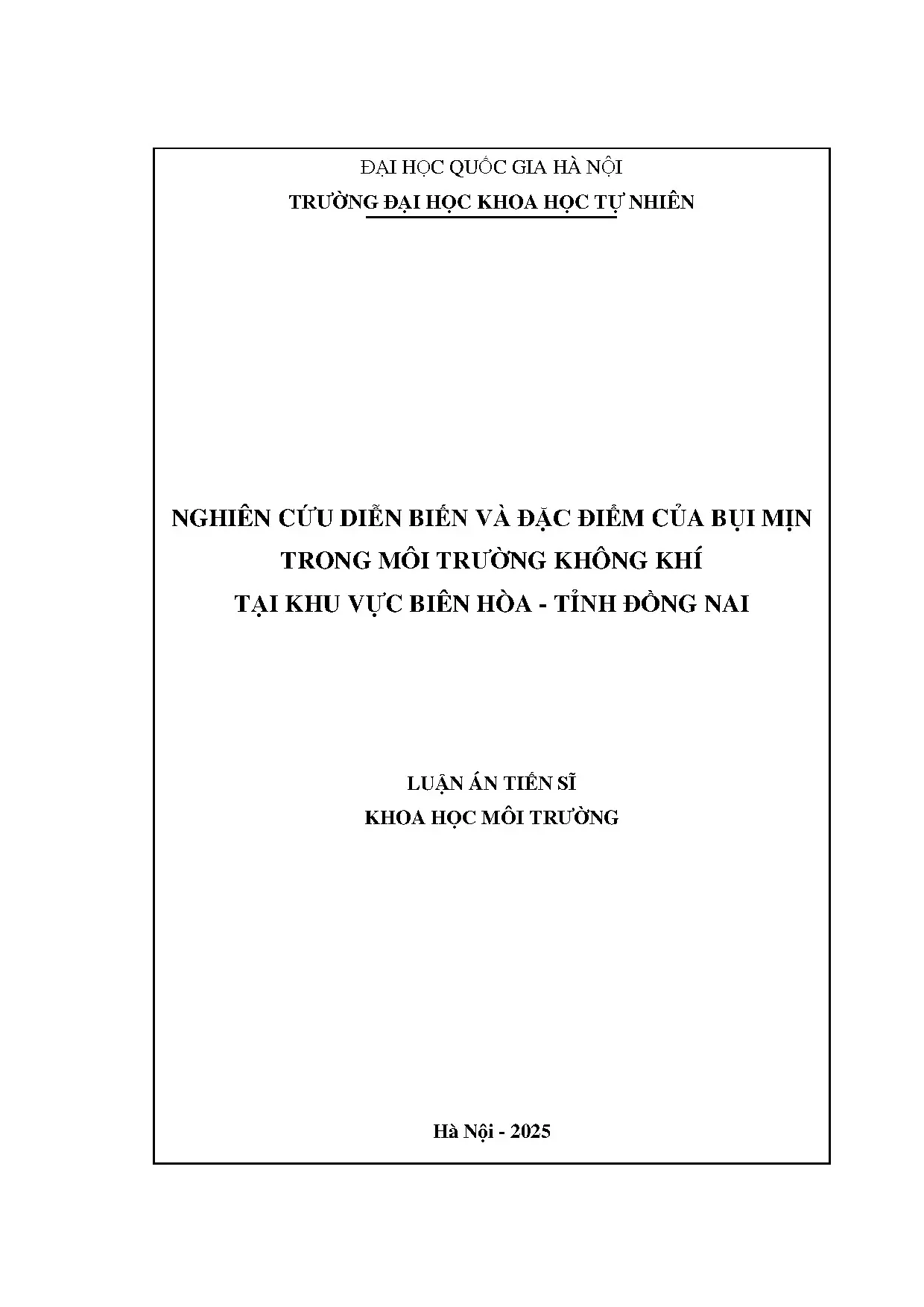 Nghiên cứu bụi mịn trong môi trường không khí