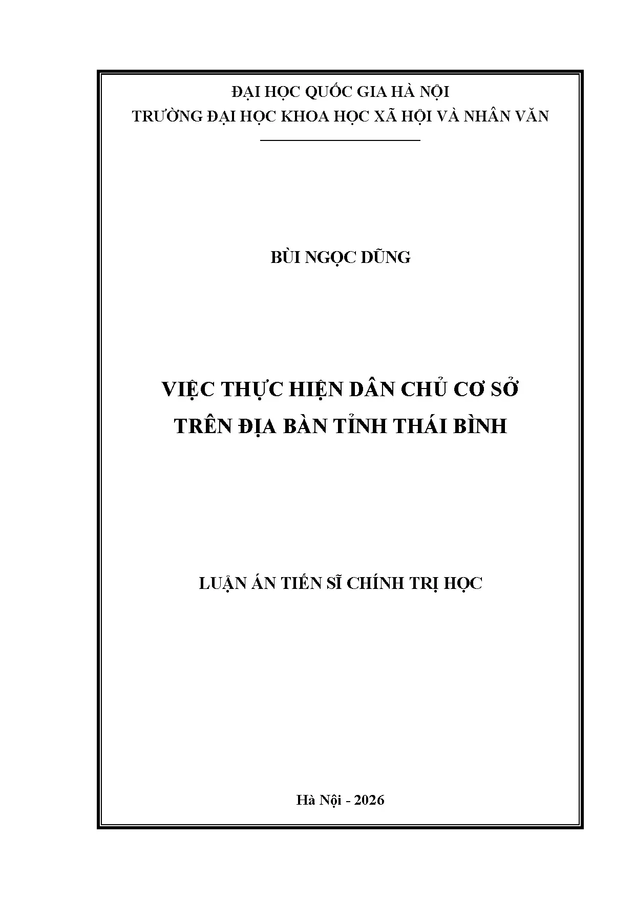 Nghiên cứu thực hiện dân chủ cơ sở tại Thái Bình