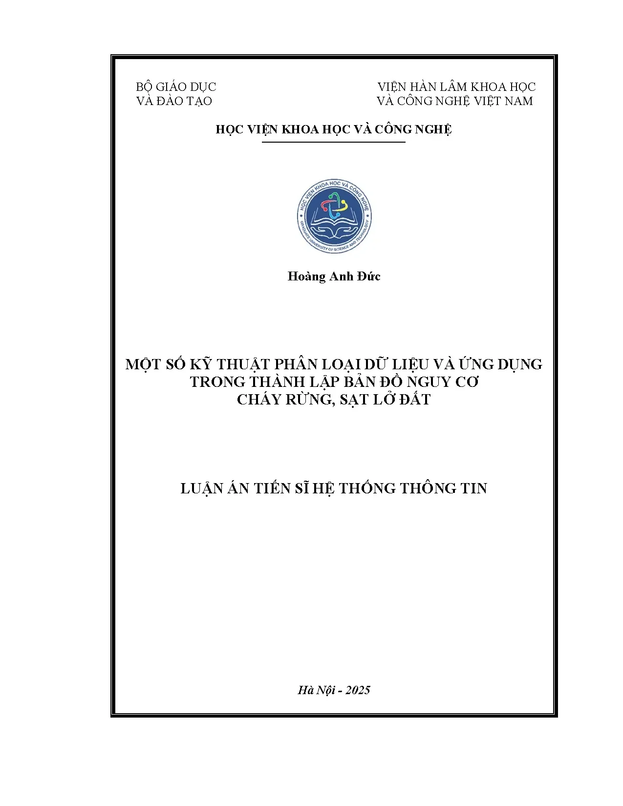 Kỹ thuật phân loại dữ liệu cho bản đồ nguy cơ cháy rừng, sạt lở đất