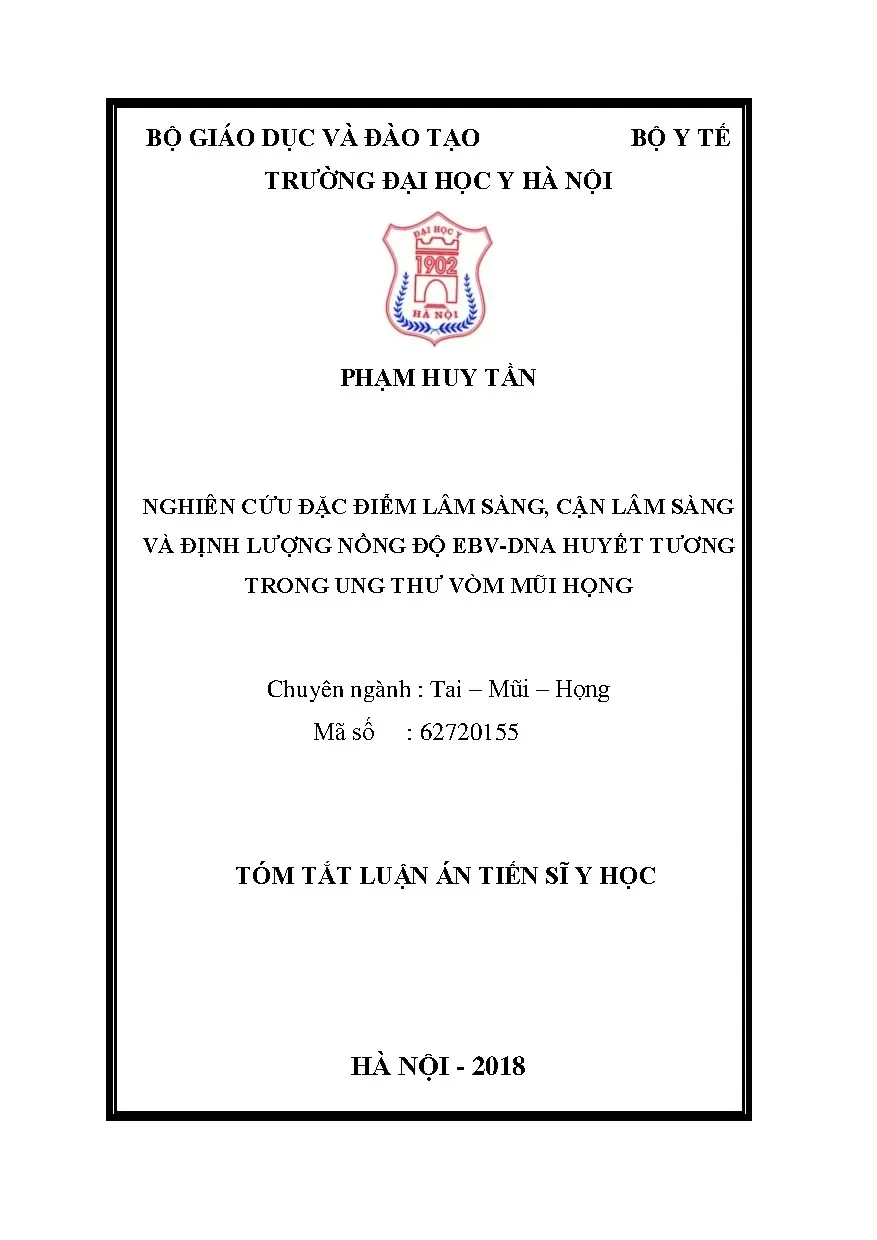 Nghiên cứu đặc điểm lâm sàng EBV trong ung thư vòm mũi họng