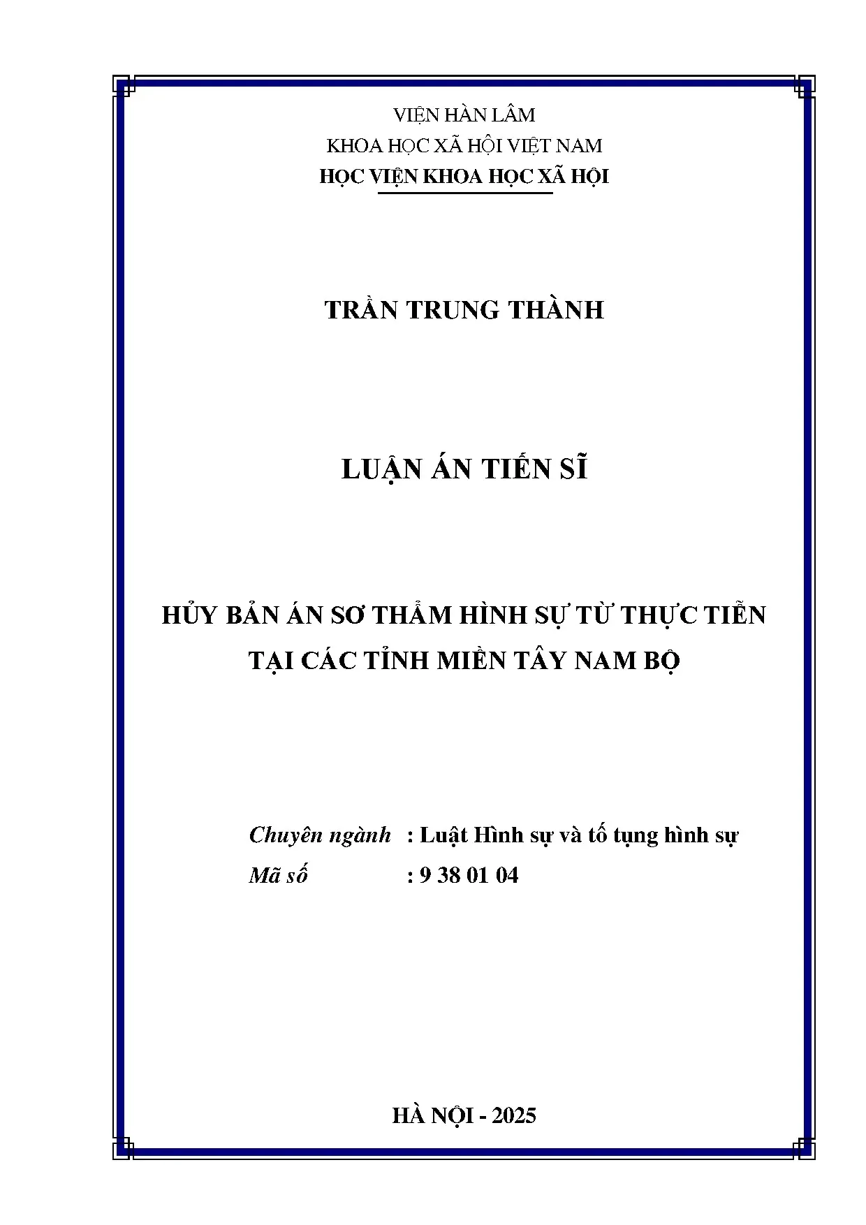 Hủy bản án sơ thẩm hình sự