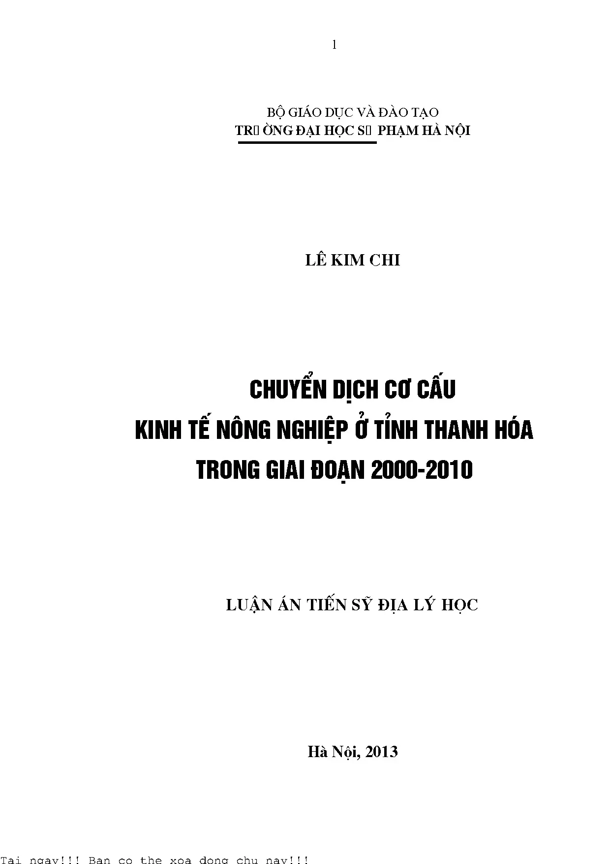 Chuyển dịch cơ cấu kinh tế nông nghiệp ở tỉnh thanh hóa tron