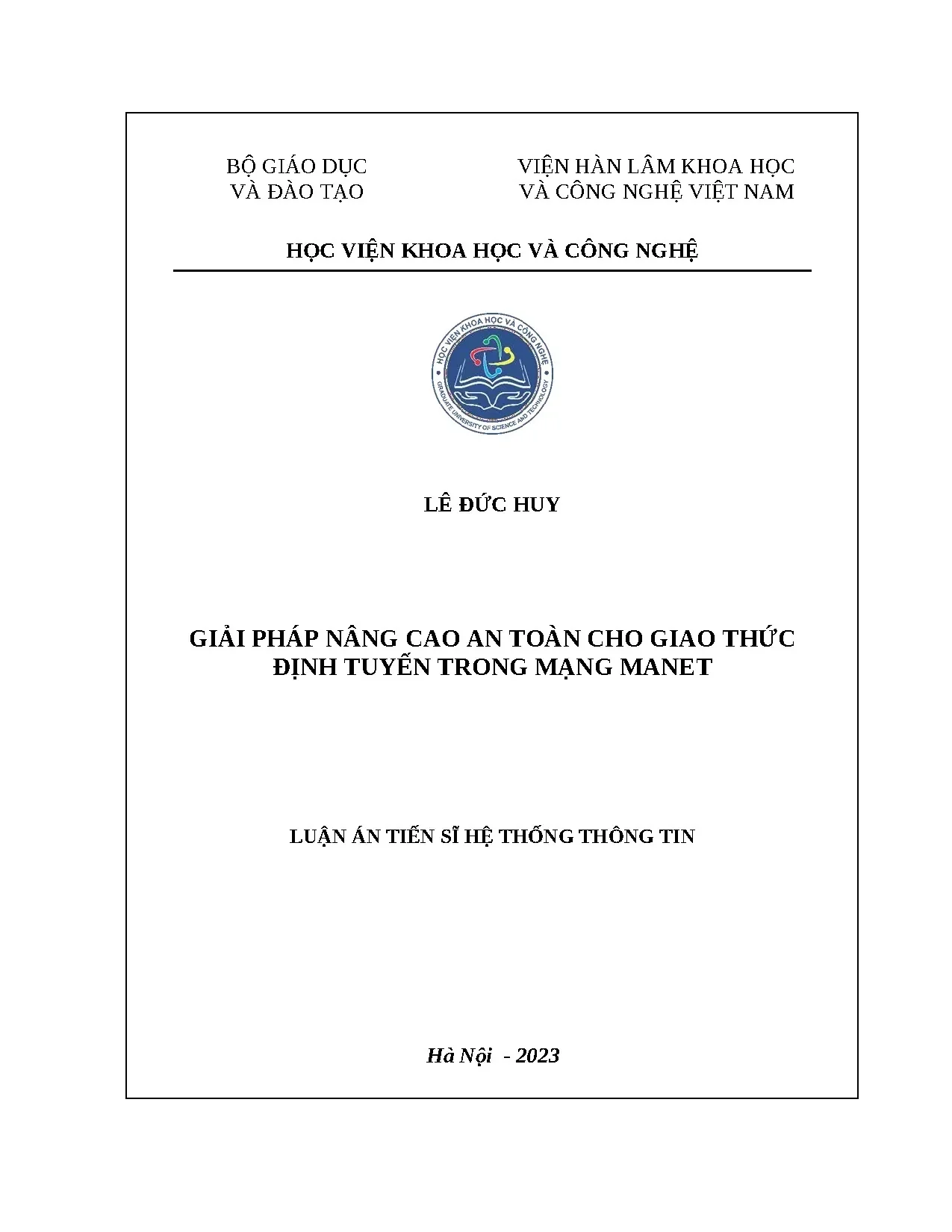 Giải pháp nâng cao an toàn giao thức định tuyến MANET