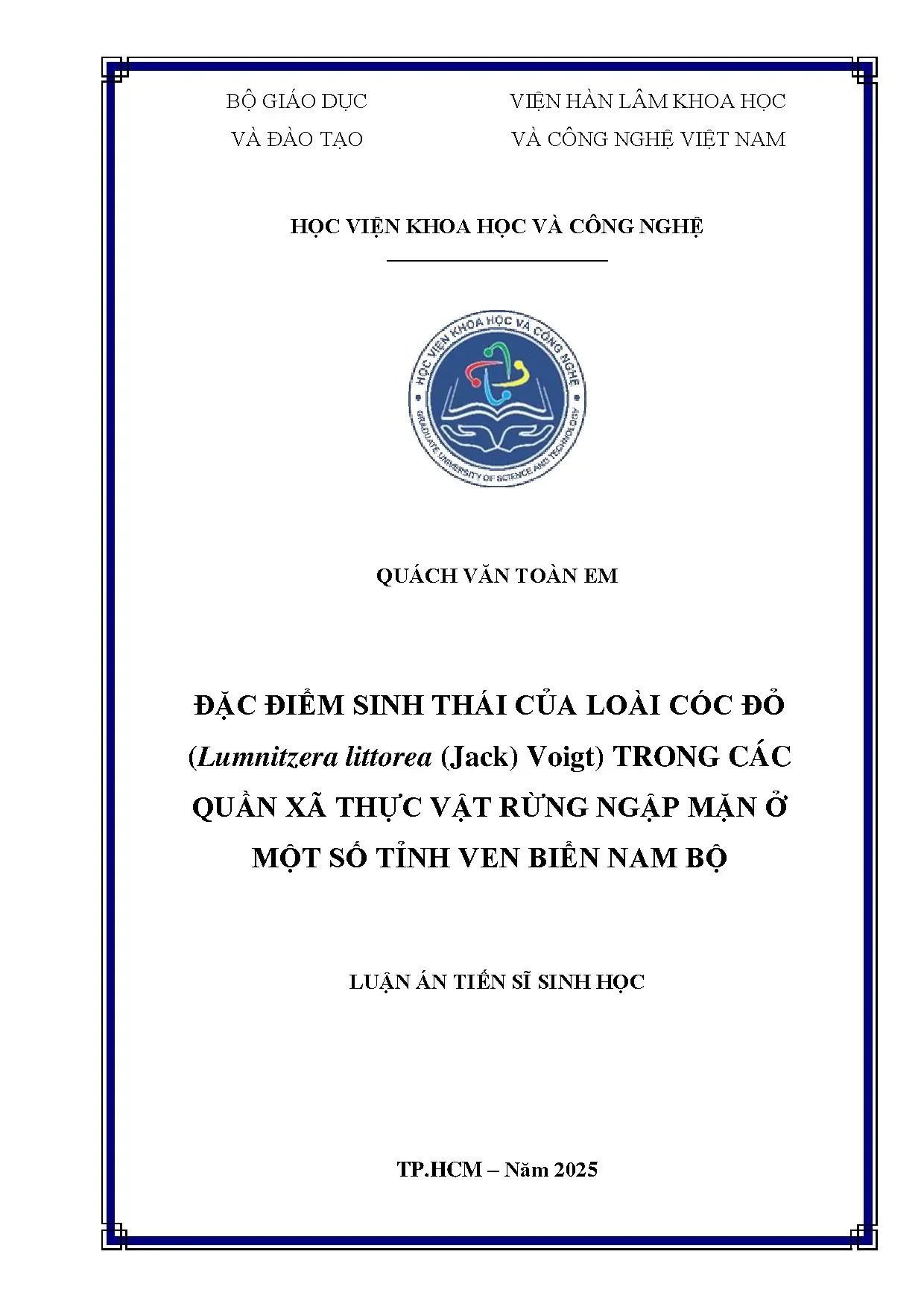 Đặc điểm sinh thái Cóc đỏ (Lumnitzera littorea) rừng ngập mặn