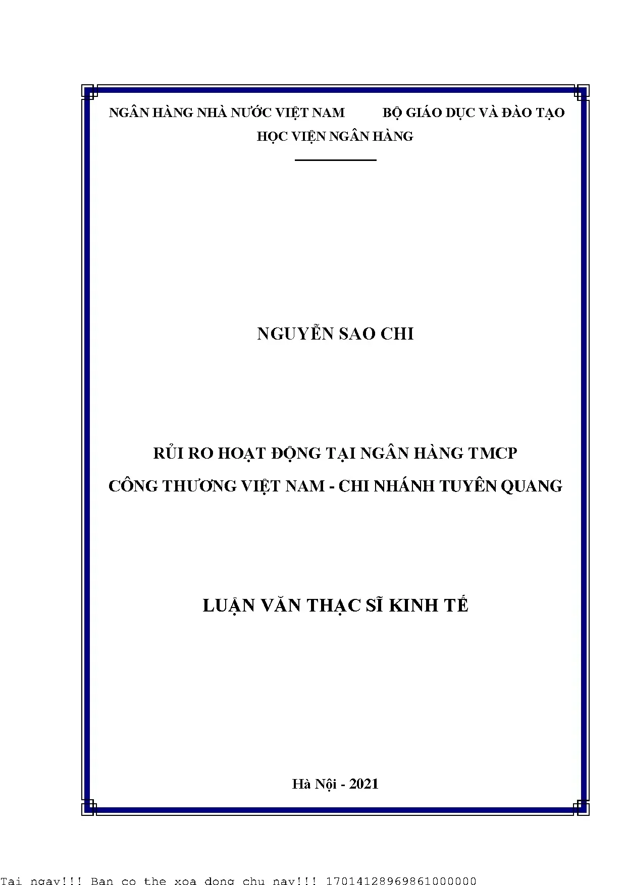 Rủi ro hoạt động tại Vietinbank Tuyên Quang