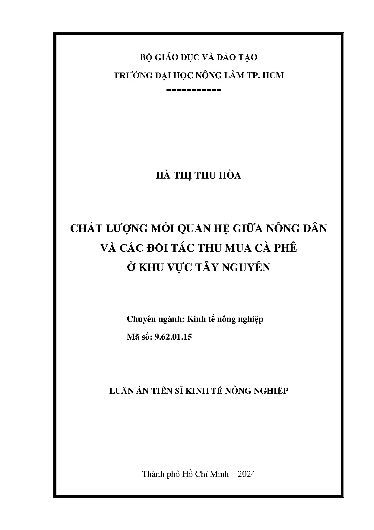 Chất lượng mối quan hệ giữa nông dân và đối tác thu mua cà phê