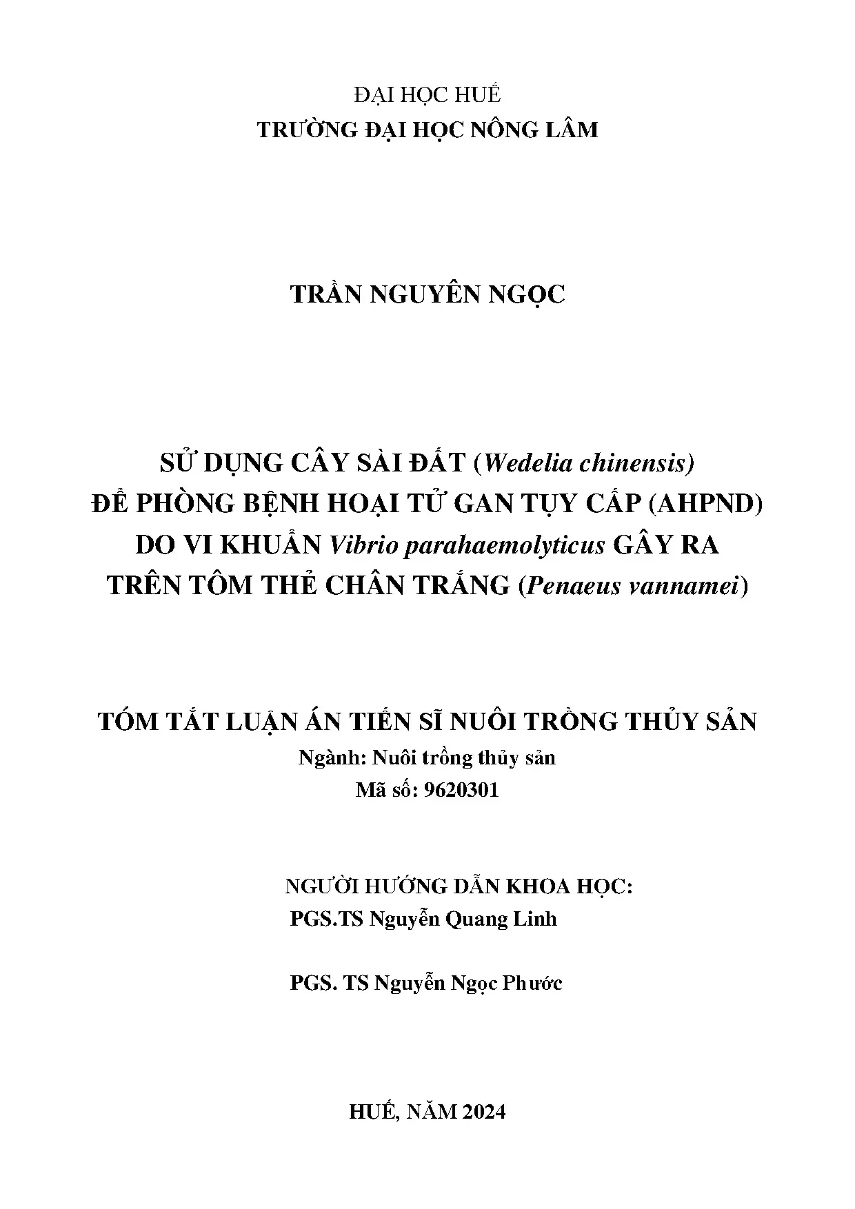 Sử dụng cây sài đất phòng bệnh hoại tử gan tụy cấp trên tôm thẻ