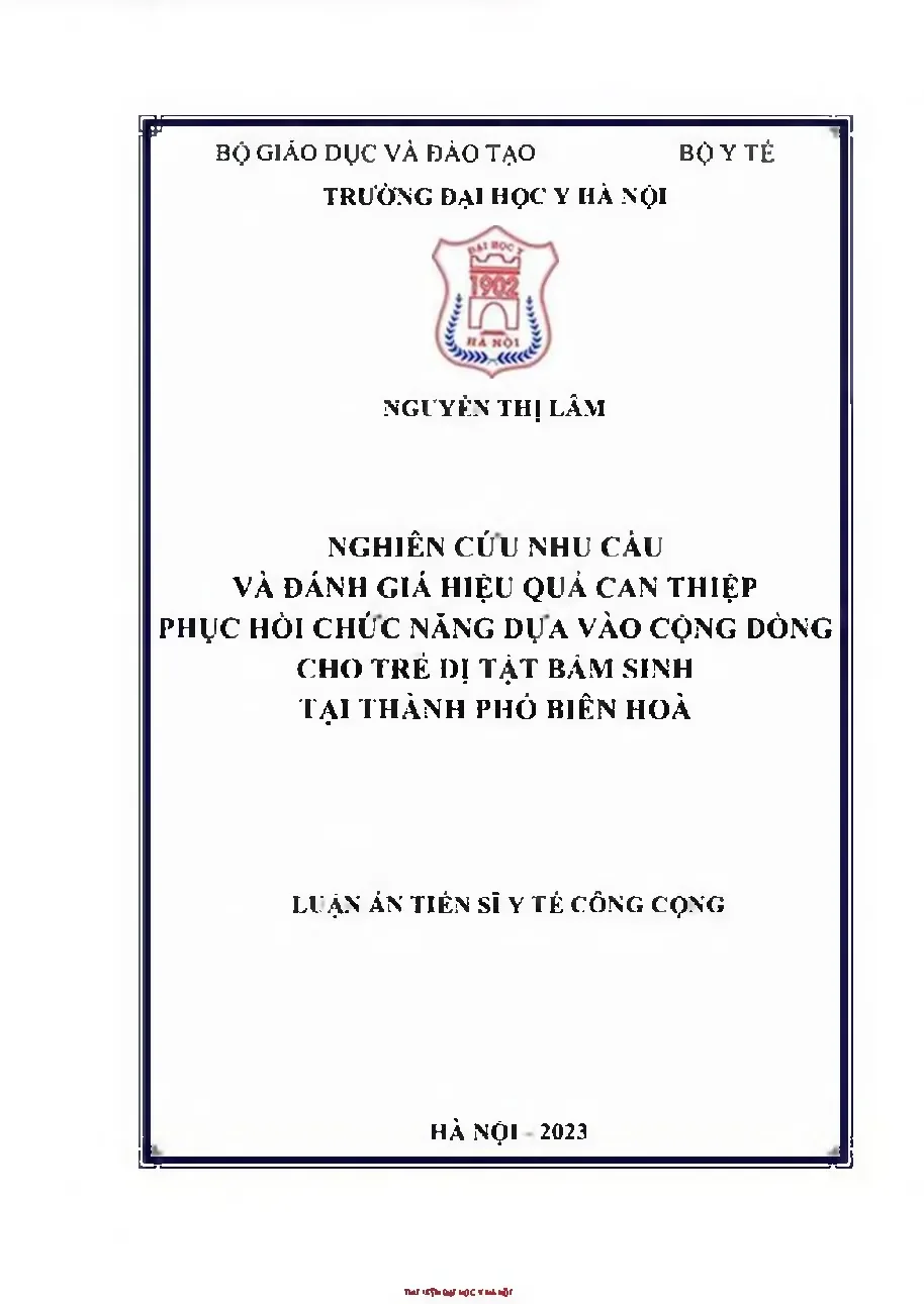 Nghiên cứu nhu cầu can thiệp phục hồi chức năng cho trẻ dị tật bẩm sinh