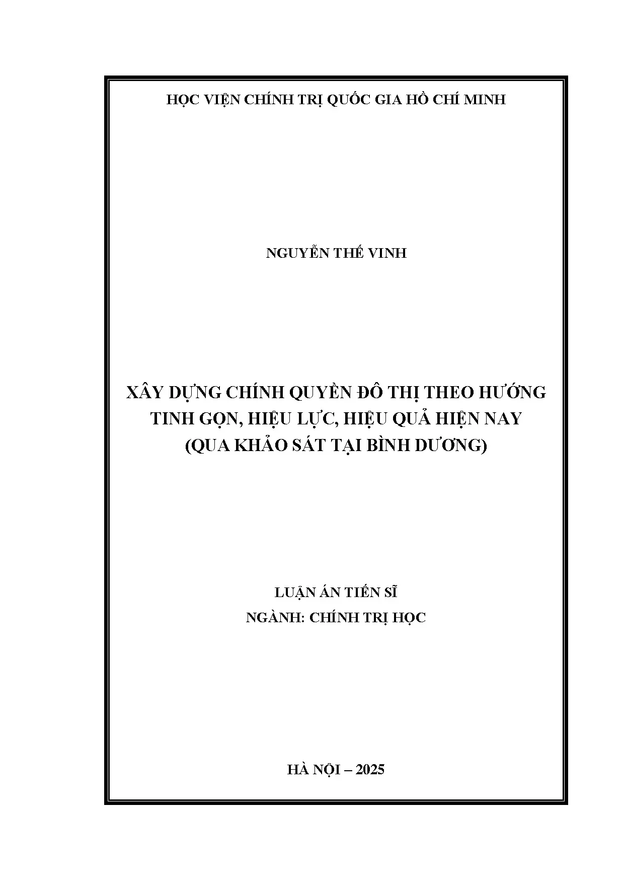 Xây dựng chính quyền đô thị tinh gọn, hiệu lực, hiệu quả