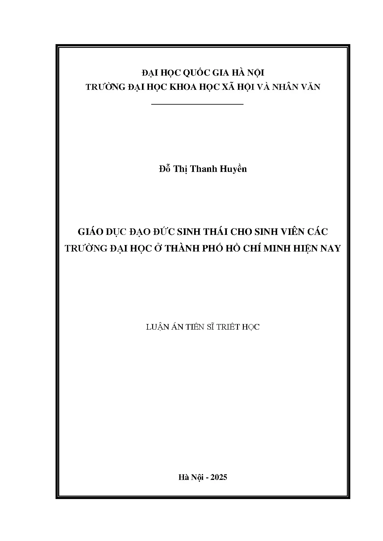 Giáo dục đạo đức sinh thái cho sinh viên đại học tại TP Hồ Chí Minh